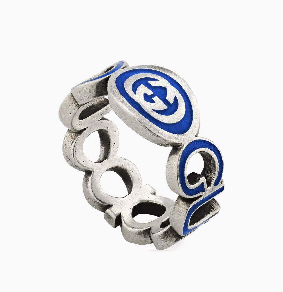 Gucci Gucci Unisex Sterling Silver Interlocking GG Logo Ring Size ONE SIZE - 1 Thumbnail