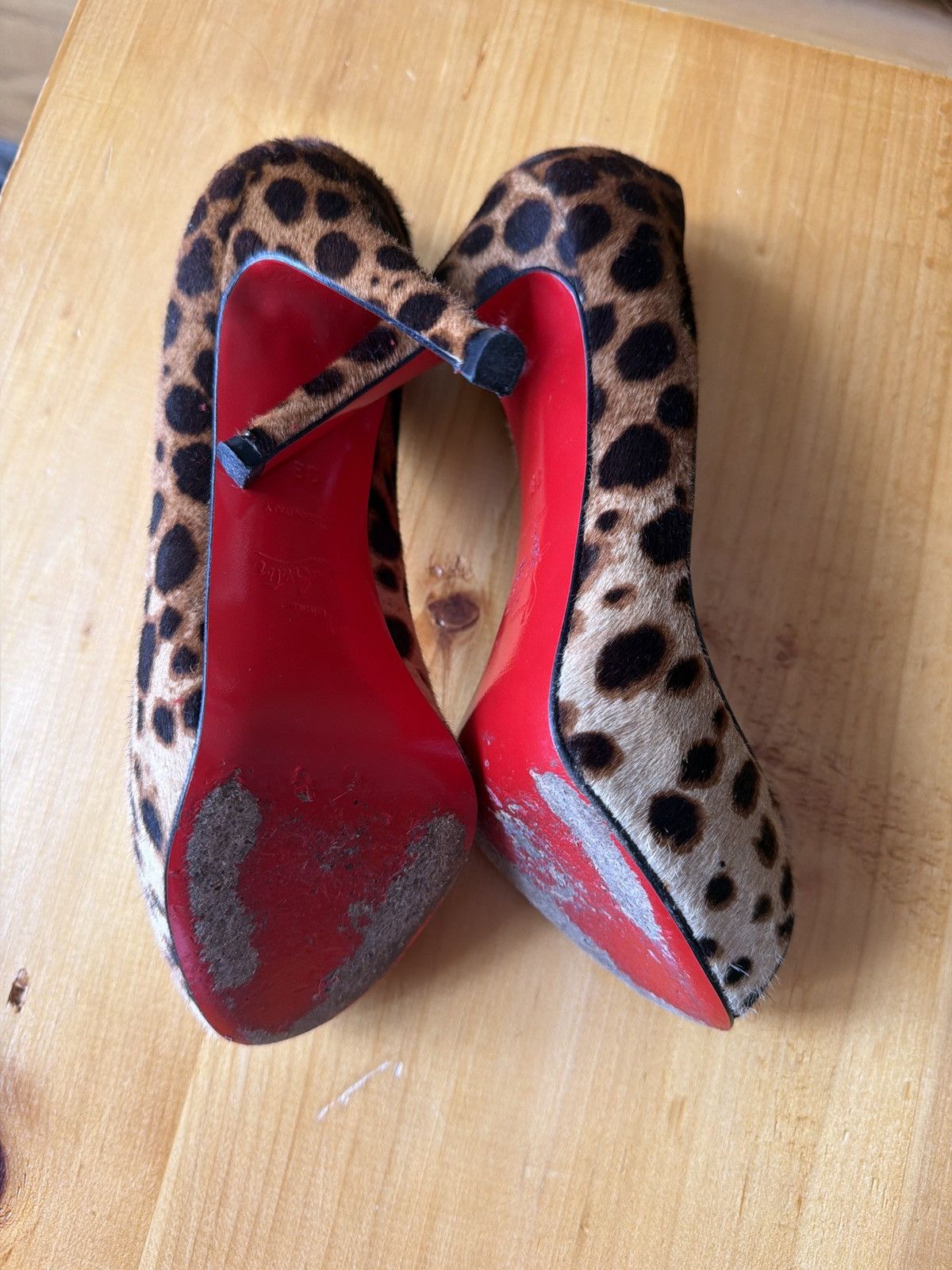 Christian Louboutin Christian Louboutin CHEETAH OPEN TOE PLATFORM PUMP Size US 8 / IT 38 - 6 Thumbnail