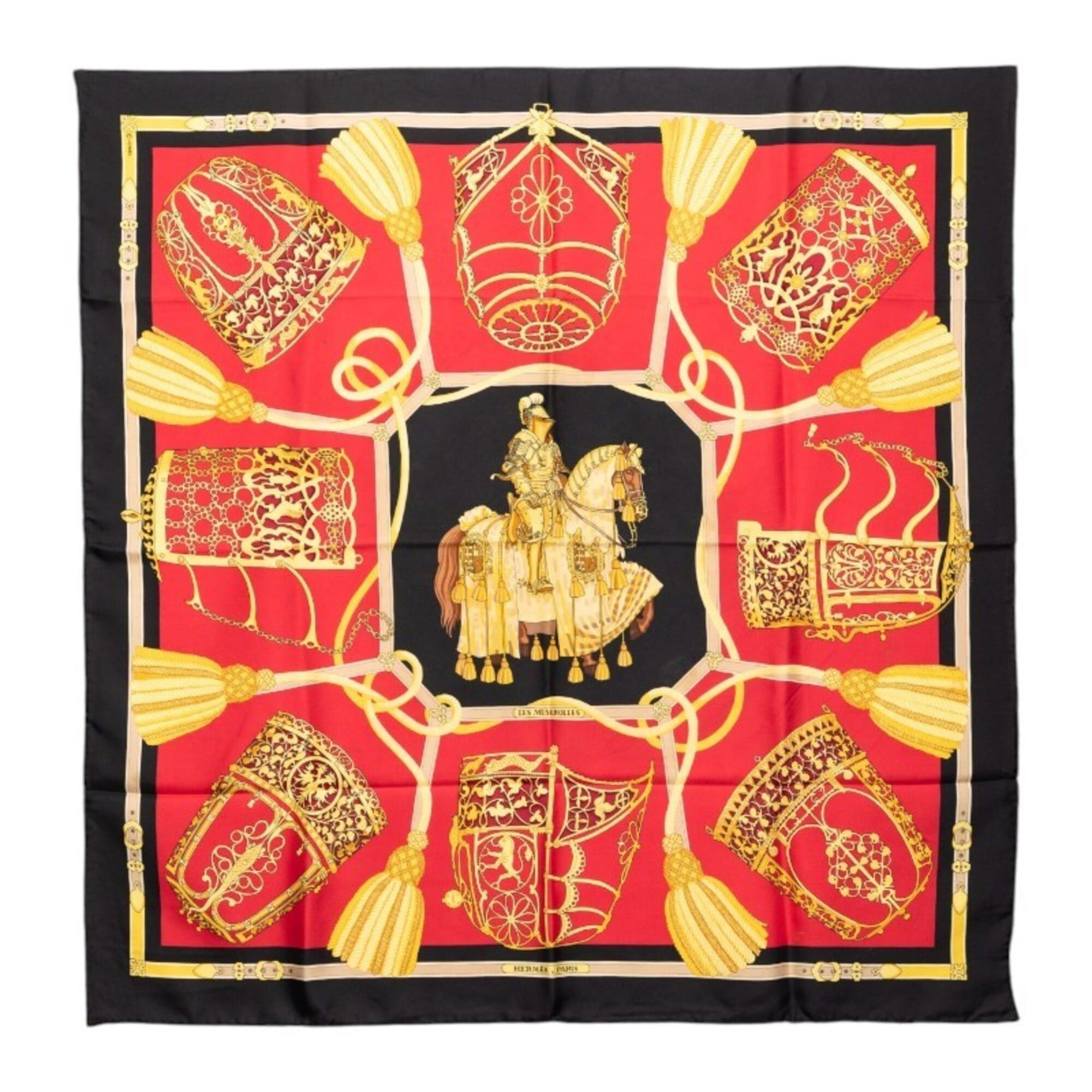 Hermes Hermes Carre 90 LES MUSEROLLES Nose Leather Scarf Muffler Red Multicolor Silk Women's HERMES Size ONE SIZE - 1 Thumbnail