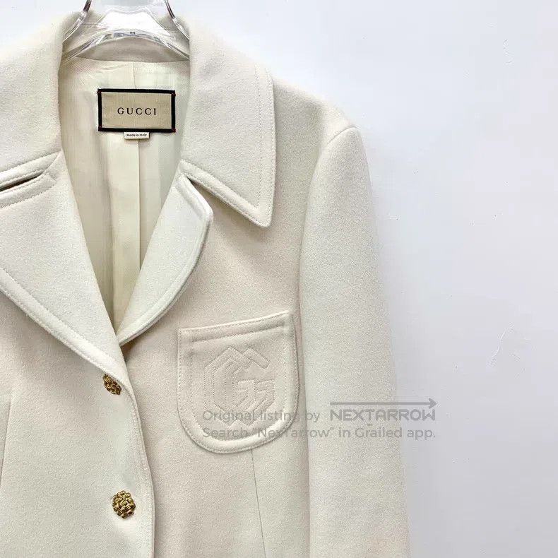 Gucci Gucci White pocket double G embroidered wool lapel single- Size M / US 6-8 / IT 42-44 - 3 Thumbnail