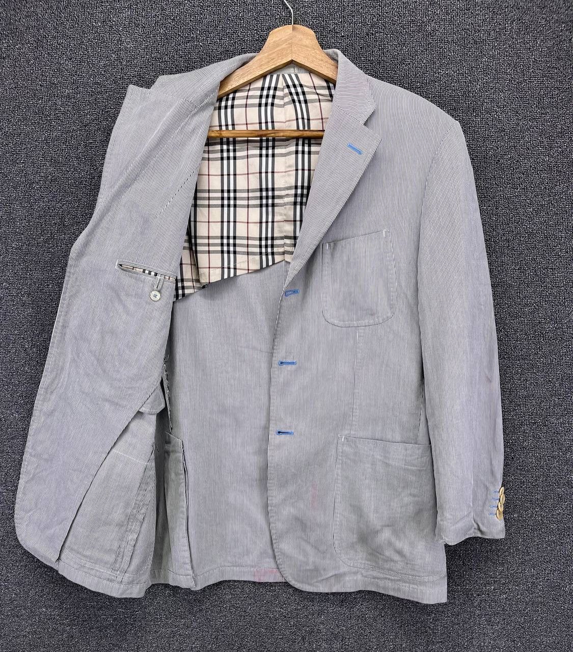Burberry Vintage 90s Burberry Black Label Hickory Striped Coat Jacket Size US L / EU 52-54 / 3 - 7 Thumbnail