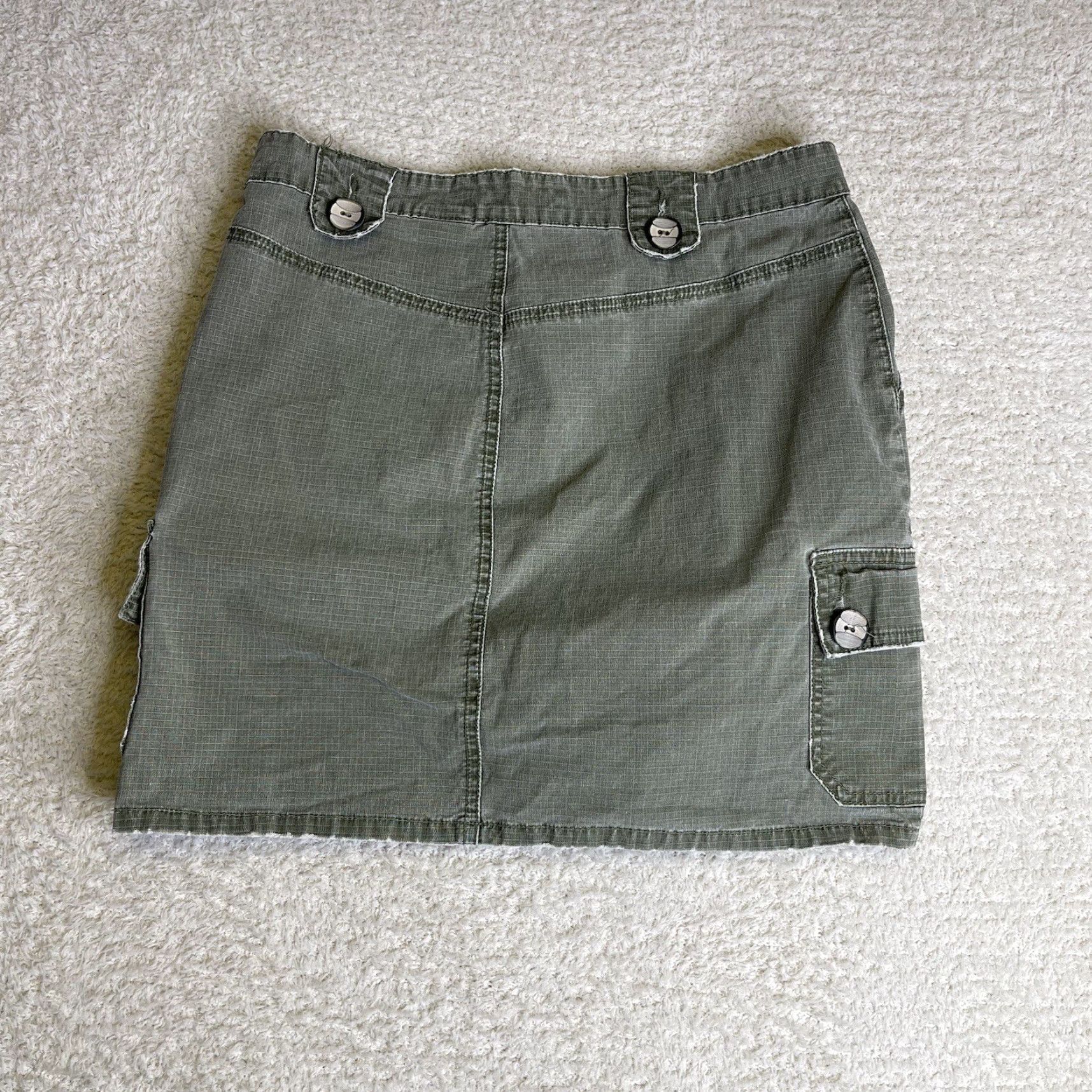 Vintage VINTAGE Bongo Cargo Mini Skirt Women Size 7 Green Rip Stop Grunge 80s 90s Military Rave Skate Size 28" / US 6 / IT 42 - 2 Thumbnail