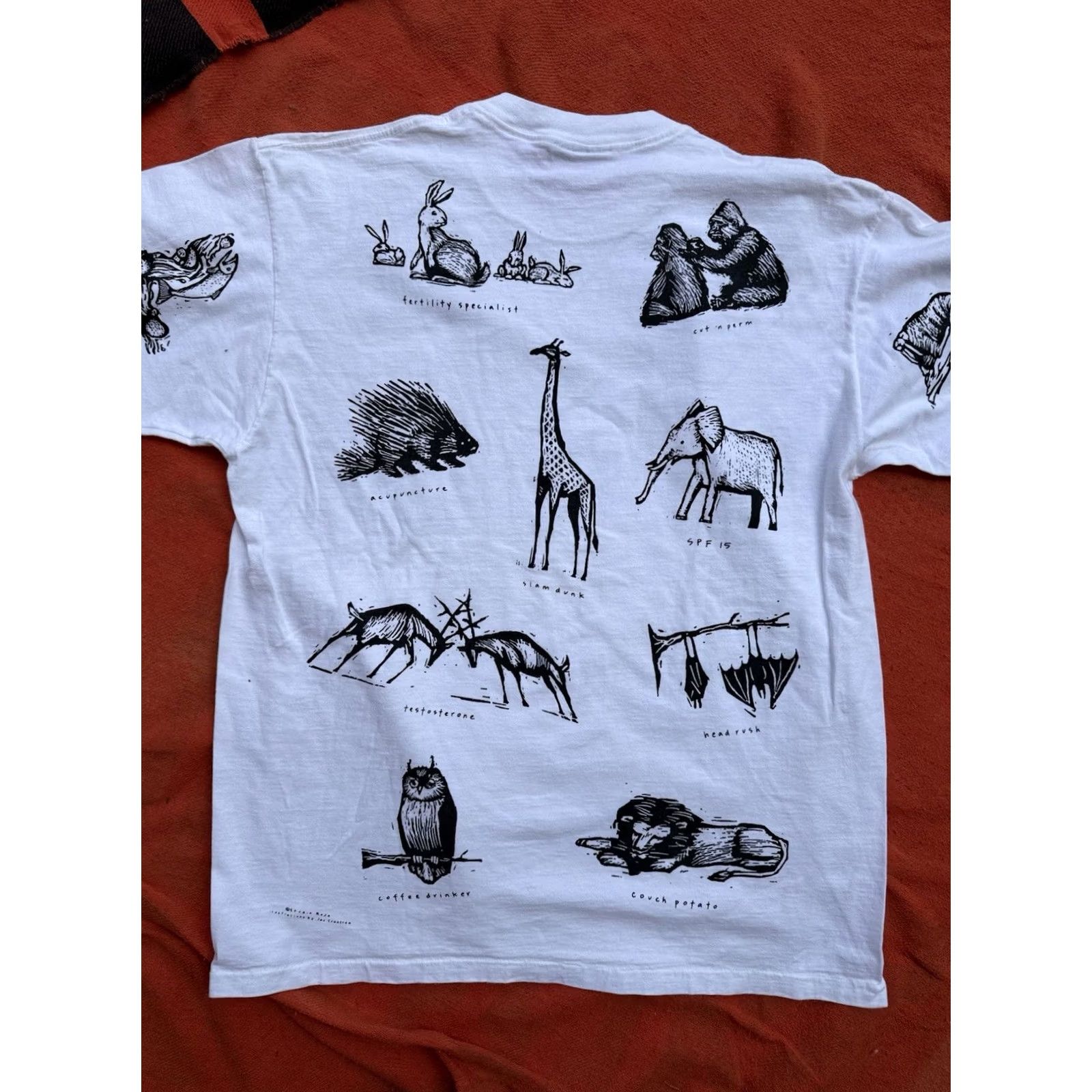 Vintage VINTAGE Your Head Goes Here T-Shirt Men XL White 90s Animal Humor Graphic Print Short Sleeve Crew Neck Cotton USA Made Size US XL / EU 56 / 4 - 5 Thumbnail