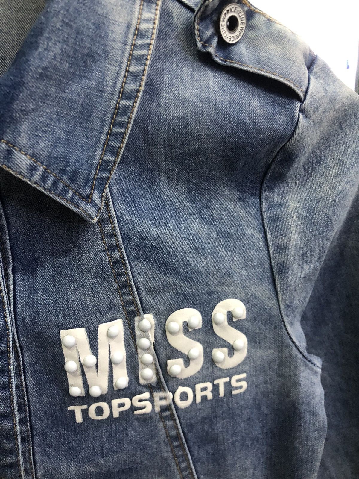 Japanese Brand Y2K Bobby Mall Rhinestone Denim Jacket Women Size XS / US 0-2 / IT 36-38 - 5 Thumbnail