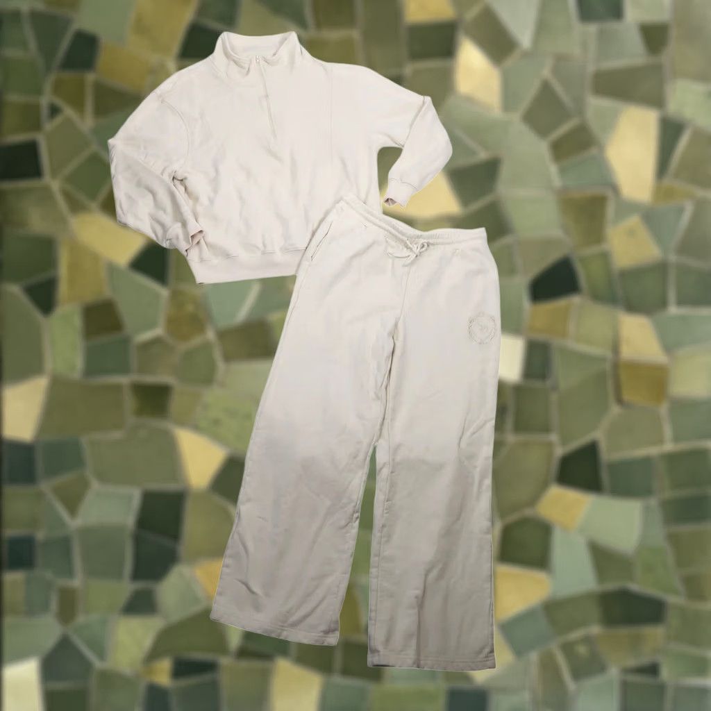 Vintage VINTAGE White Fox x Sarah's Day Buttercream 1/4 Zip Sweatshirt Wide Leg Sweatpants Set Size M / US 6-8 / IT 42-44 - 1 Thumbnail