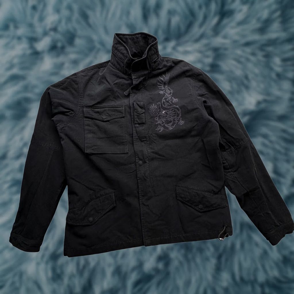 Maharishi Maharishi Black Canvas Jacket Mens Medium Bomber Military Long Sleeve Dragon Jacket Size US M / EU 48-50 / 2 - 1 Thumbnail