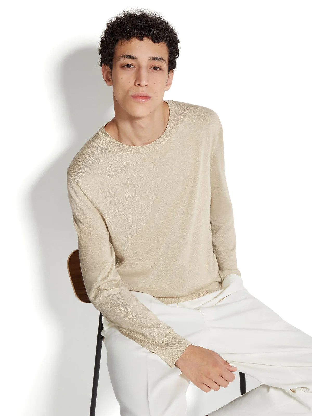 Ermenegildo Zegna o1s1rm0225 RUDF9 Crewneck Sweater in Beige Size US M / EU 48-50 / 2 - 3 Thumbnail