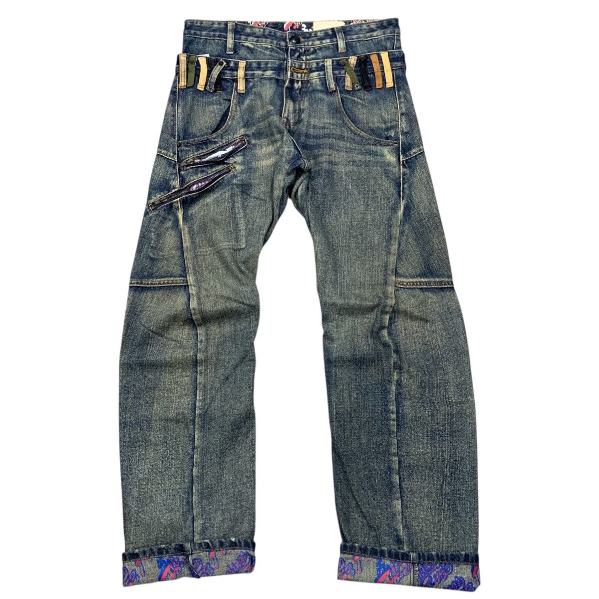 Japanese Brand LGB Style 2000’s KMK Double Waist Mudwash Jeans Size US 31 - 1 Thumbnail