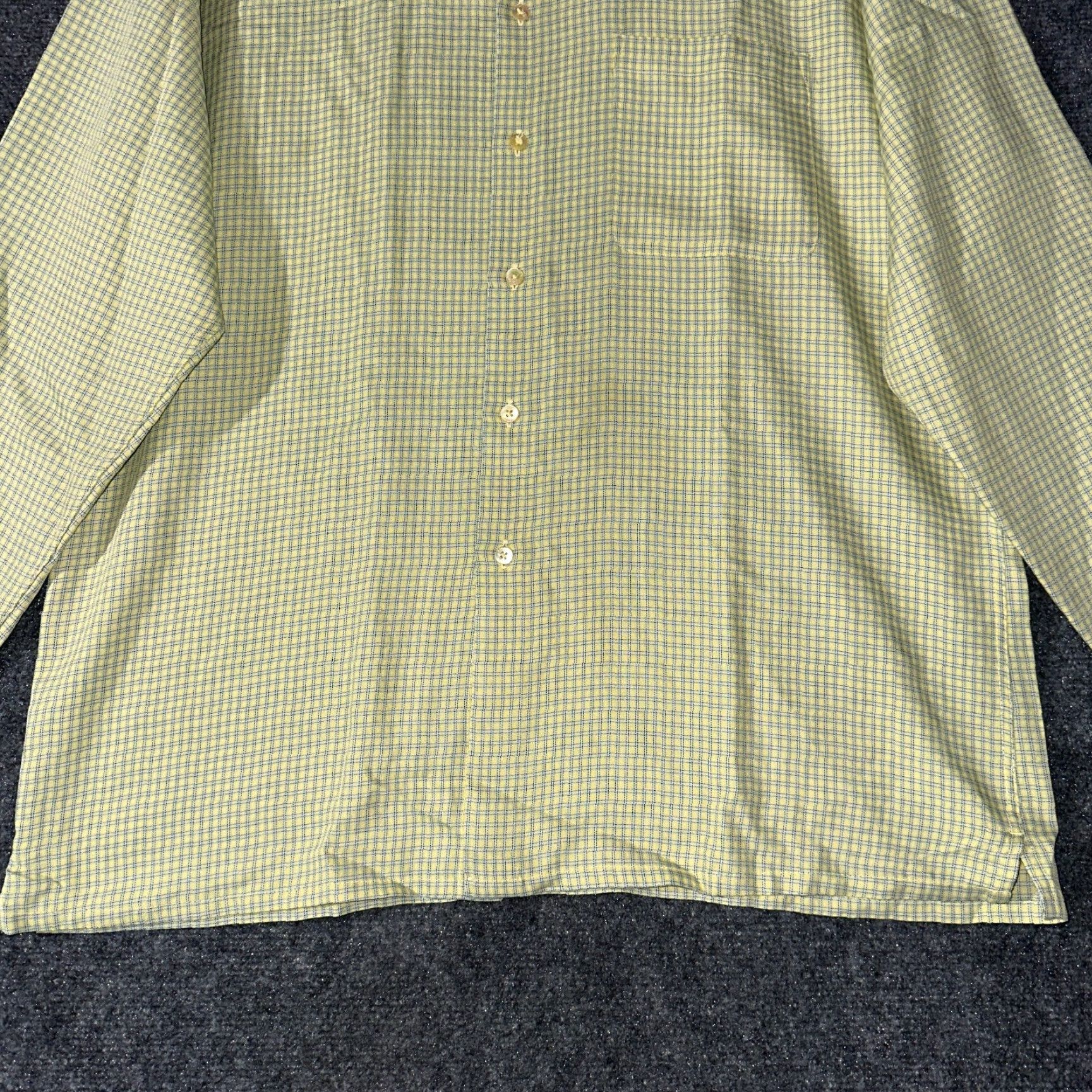 BUGATCHI Bugatchi Uomo Shirt Mens Large Button Up Plaid Long Sleeve Yellow Blue, Pocket, Button-Up, Collar, Regular Fit Size US L / EU 52-54 / 3 - 2 Thumbnail