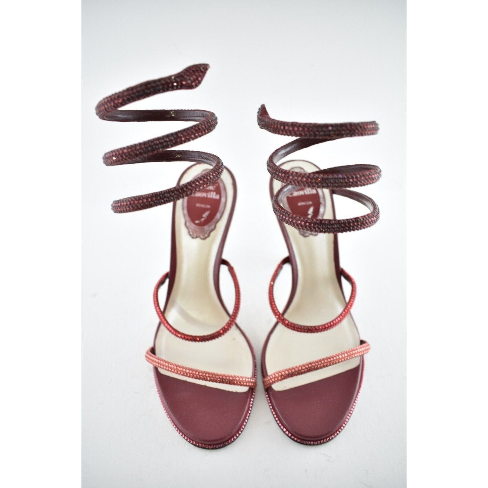 Rene Caovilla Cleo Bordeaux Strappy Ankle Wrap Sandal Heel Pump 36.5 Size US 6.5 / IT 36.5 - 8 Thumbnail