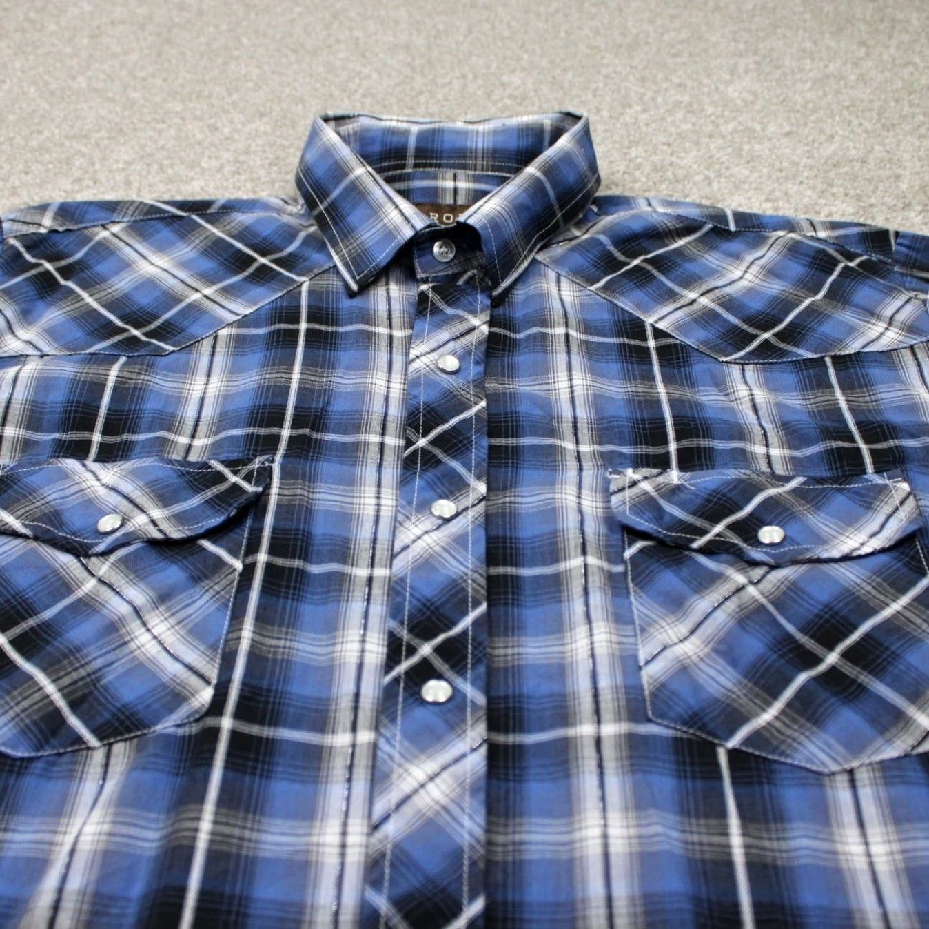 Roper Roper Pearl Snap Shirt Mens Large Plaid Long Sleeve Blue Pattern Cowboy Western Pearl Snap Button-Up Shirt Mens Large Size US L / EU 52-54 / 3 - 4 Thumbnail