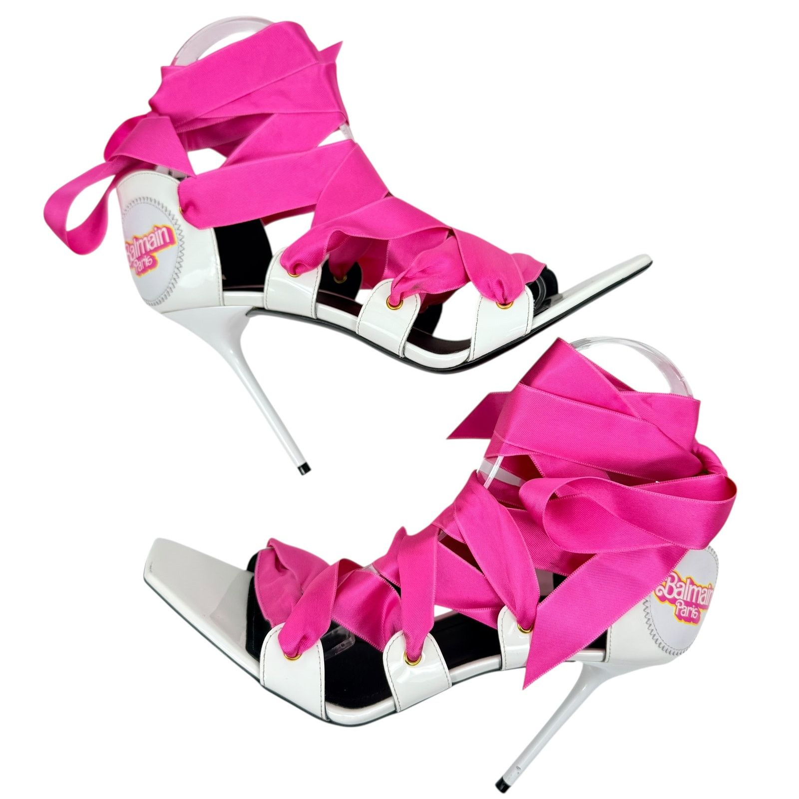 Balmain Balmain x Barbie Unity Ribbon Ankle Strap Leather Sandals Size US 8 / IT 38 - 7 Thumbnail