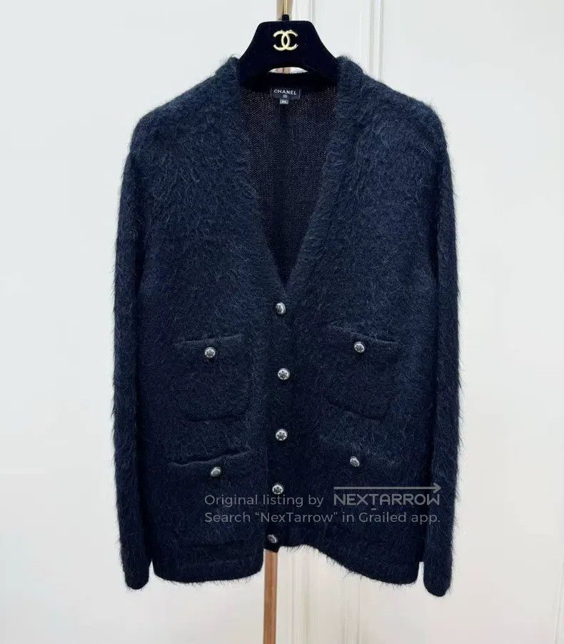 Chanel Snow Series Black Snowflake Button Knitted Cardigan