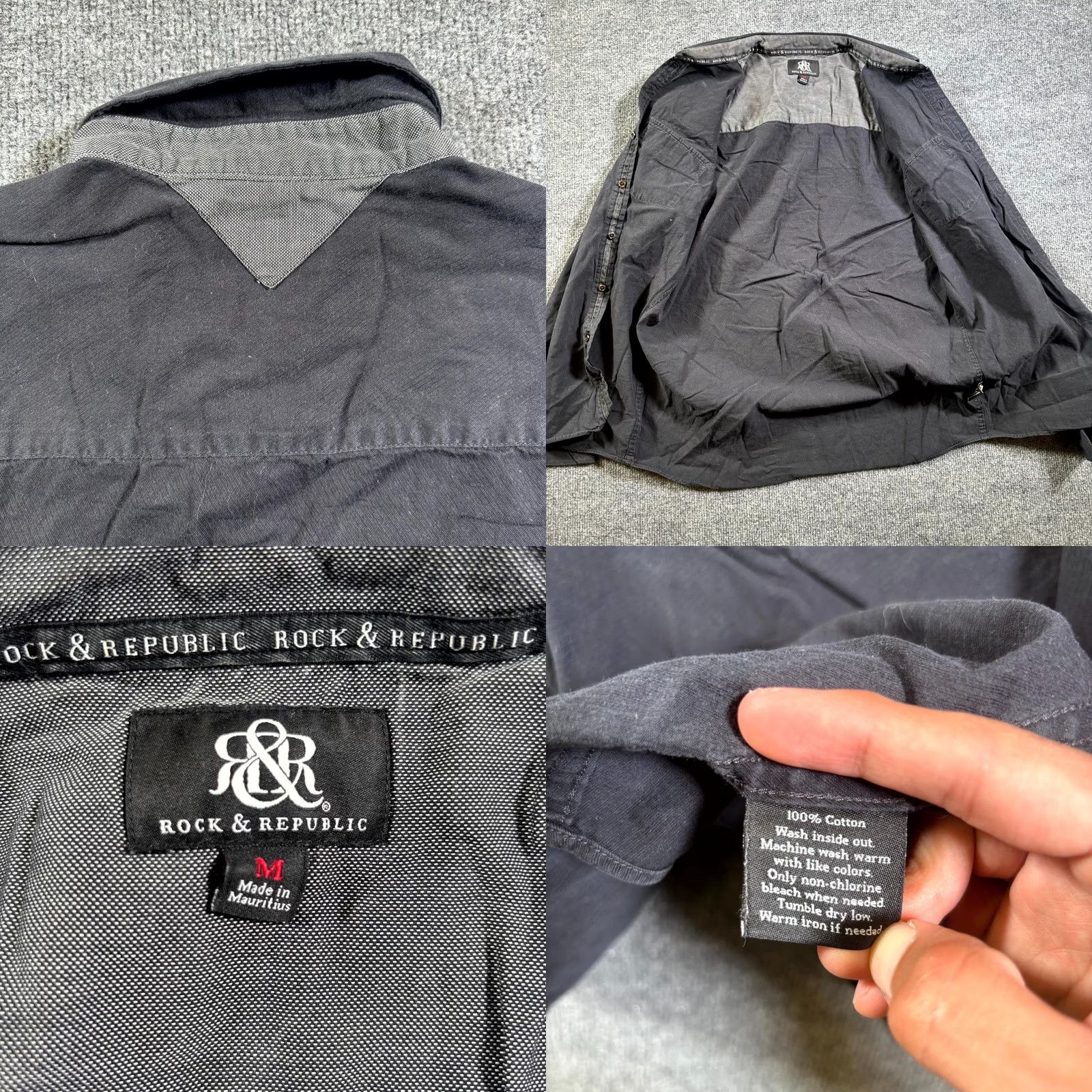 Vintage Rock & Republic Button-Up Shirt Mens M Black Cotton Long Sleeve Utility Workwear Size US M / EU 48-50 / 2 - 9 Thumbnail