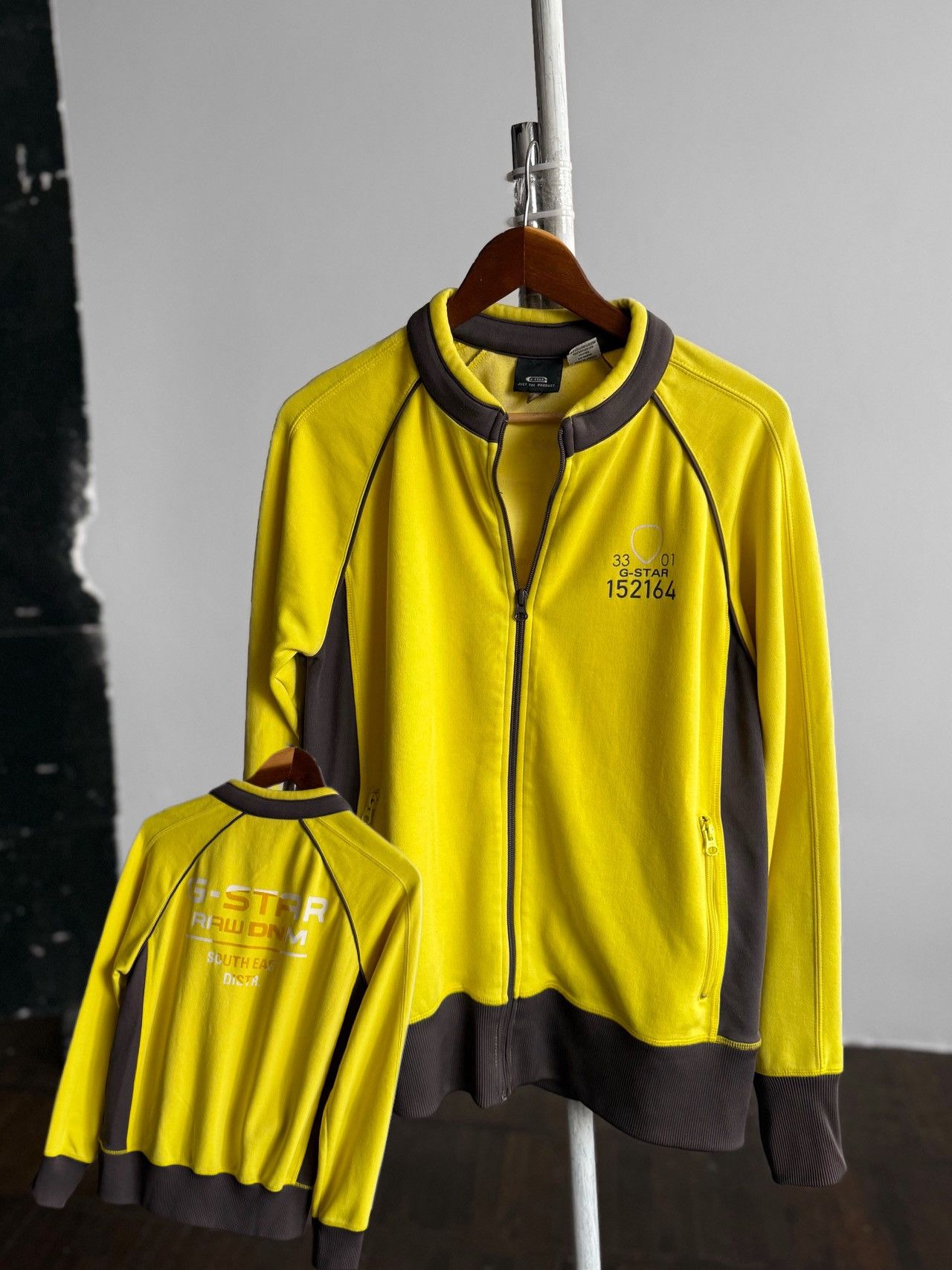 G-Star G-Star Raw Mens Full Zip Track Jacket Yellow Brown Logo Size US XL / EU 56 / 4 - 1 Thumbnail