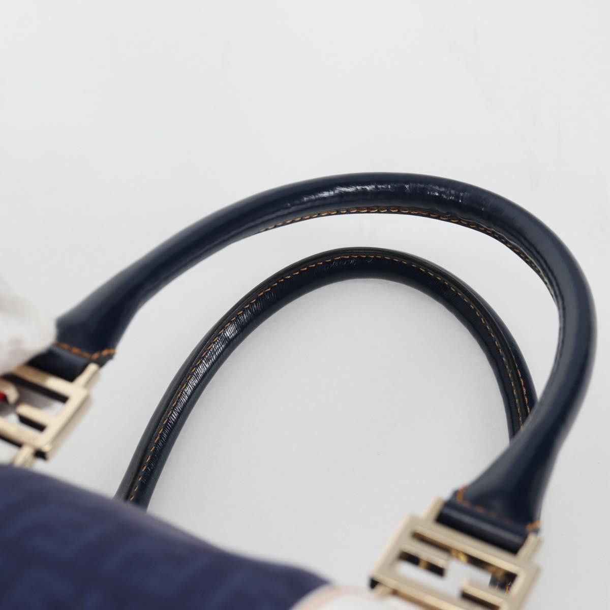 Fendi FENDI Zucchino Canvas Boston Bag Navy Gold Size ONE SIZE - 8 Thumbnail