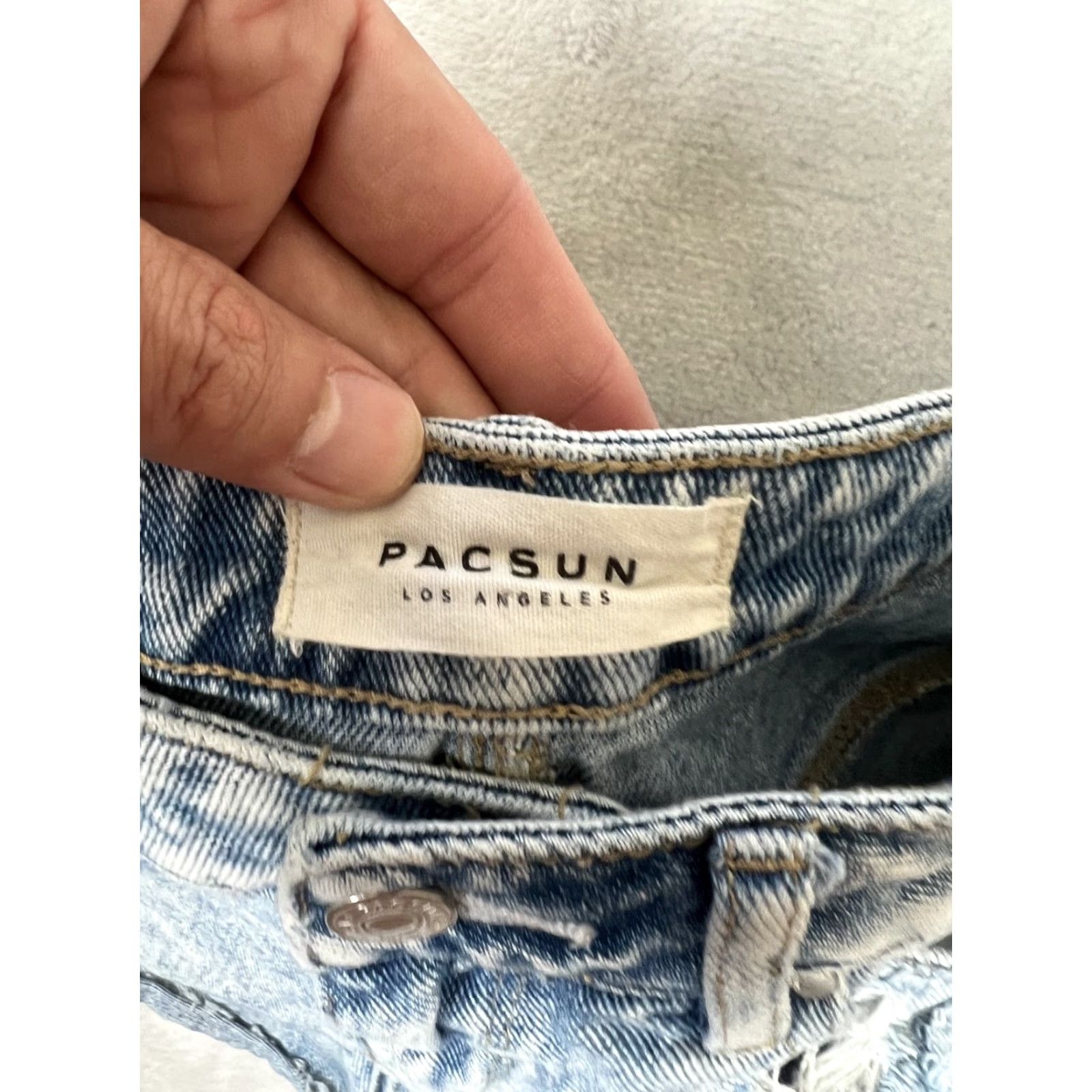 Pacsun PacSun Denim Jean Shorts Women's 24 Blue Distressed Festival Cutoff Frayed Shirt? Size 42" / US 20 - 7 Thumbnail