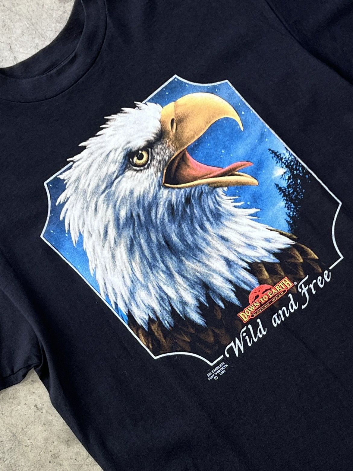 Harley Davidson Vintage 1991 3D Emblem Wild and Free Eagle Nature Tee XL Size US XL / EU 56 / 4 - 1 Thumbnail
