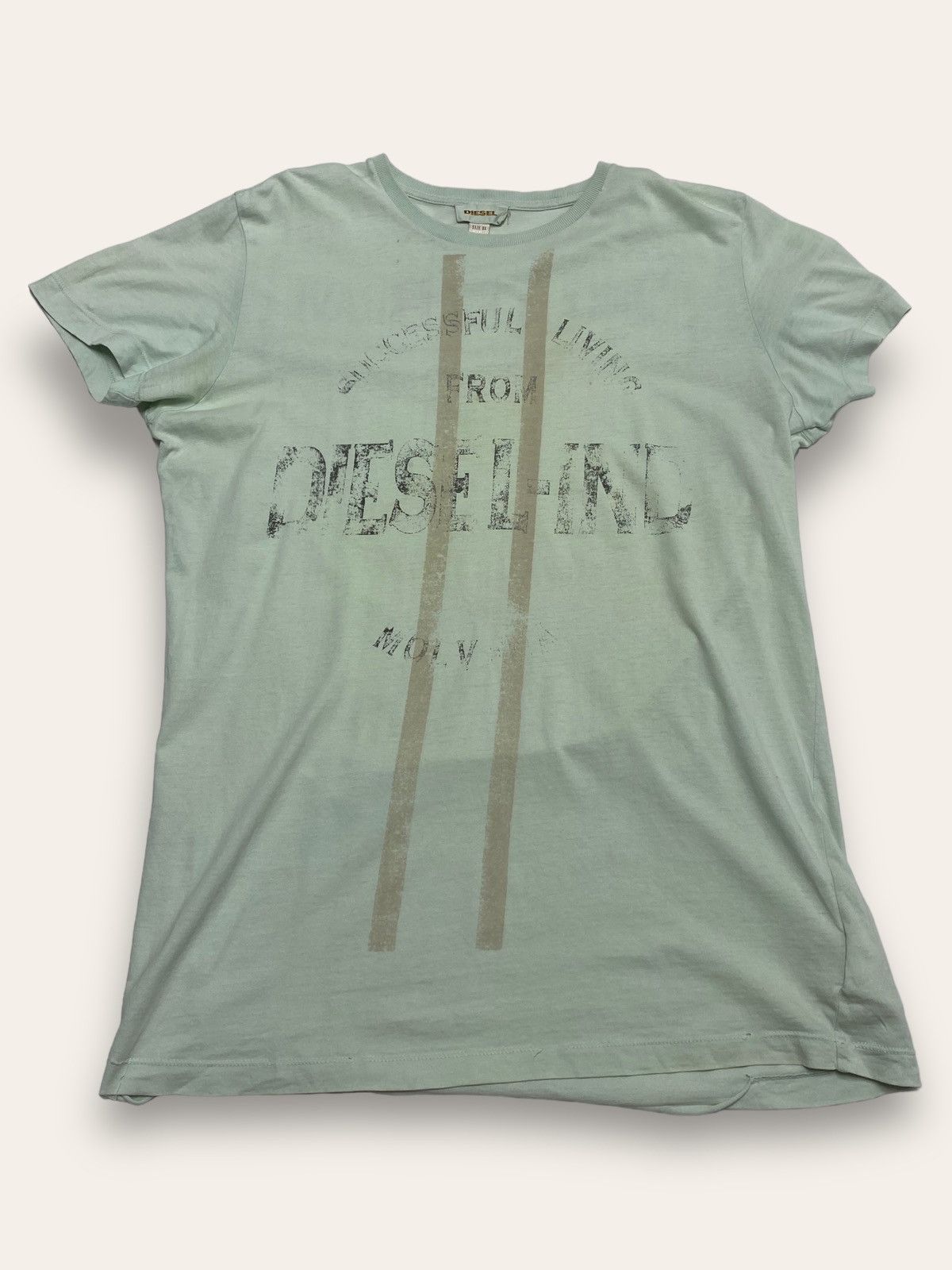 Diesel Vintage DIESEL Big Logo Light Mint Colour Tee Shirt Size US XL / EU 56 / 4 - 1 Thumbnail