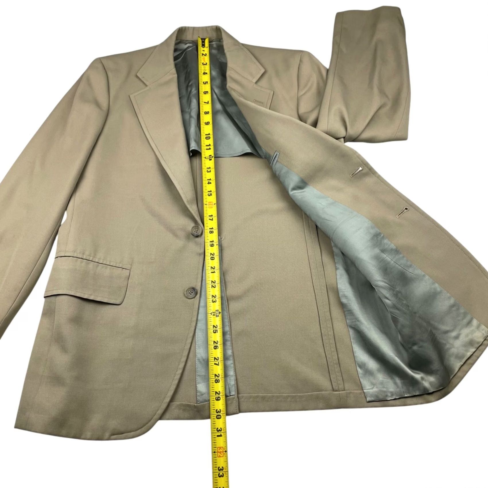 Paul Stuart VINTAGE Paul Stuart Blazer/Jacket Mens 40S Wool Khaki/Tan 2-Button Notch Size 40R - 6 Thumbnail