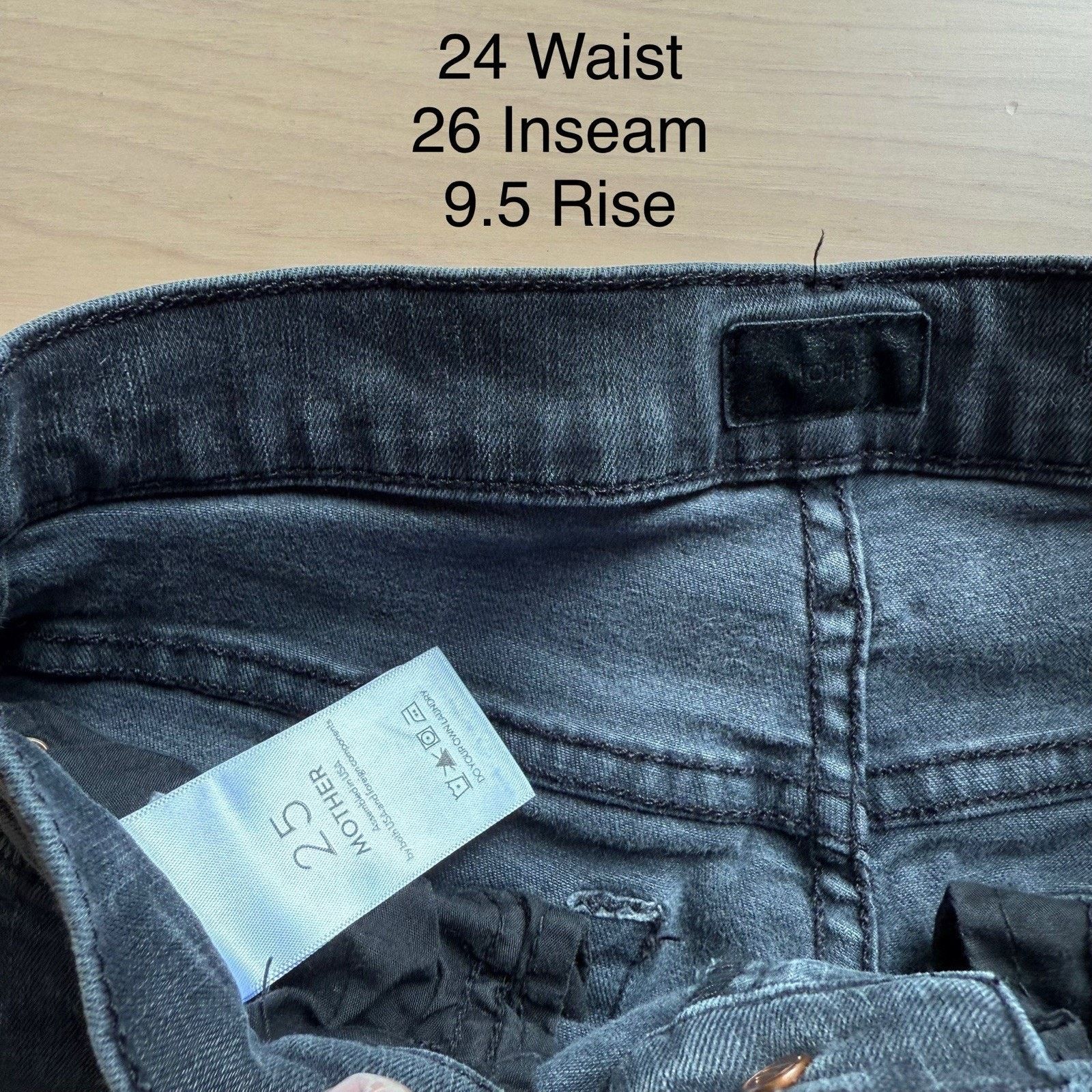 MOTHER Mother The Stunner Zip Jeans Women's 24 Black Fray Glam Size 24" / US 00 / IT 34 - 6 Thumbnail