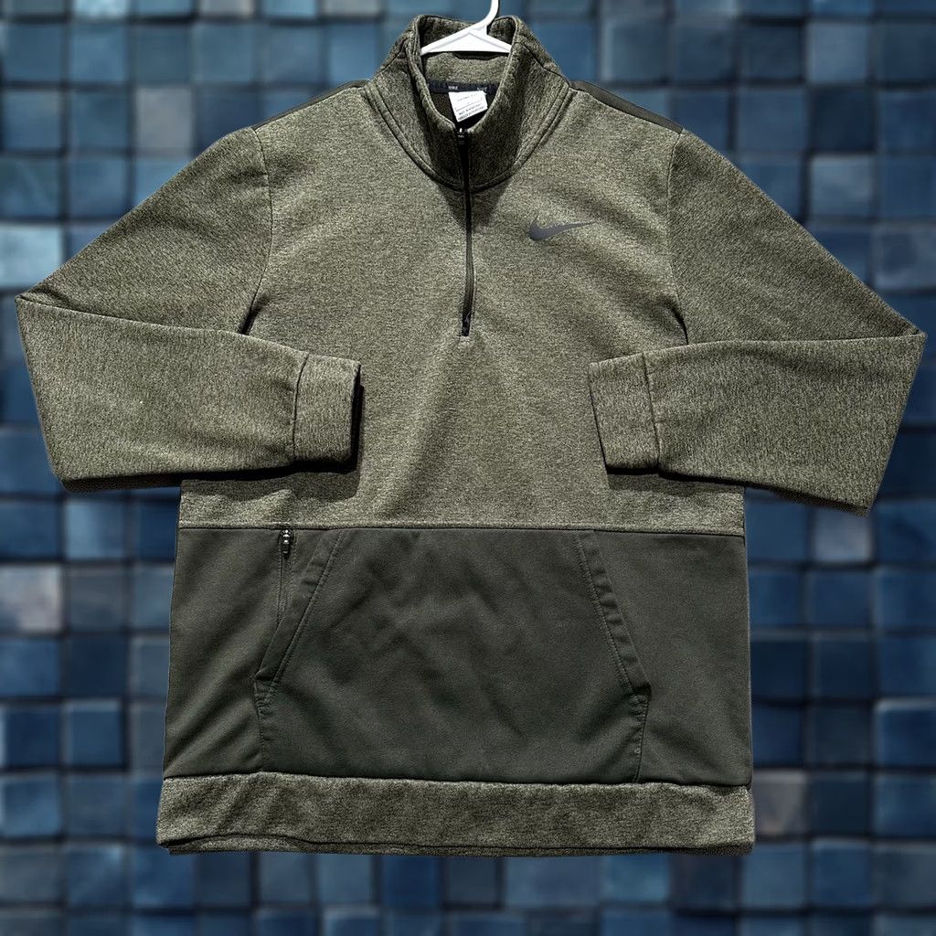 Nike Nike Therma Jacket Mens L Olive Green 1/4 Zip Pockets All Seasons Athletic FW21 Sports Mens Size US L / EU 52-54 / 3 - 1 Thumbnail