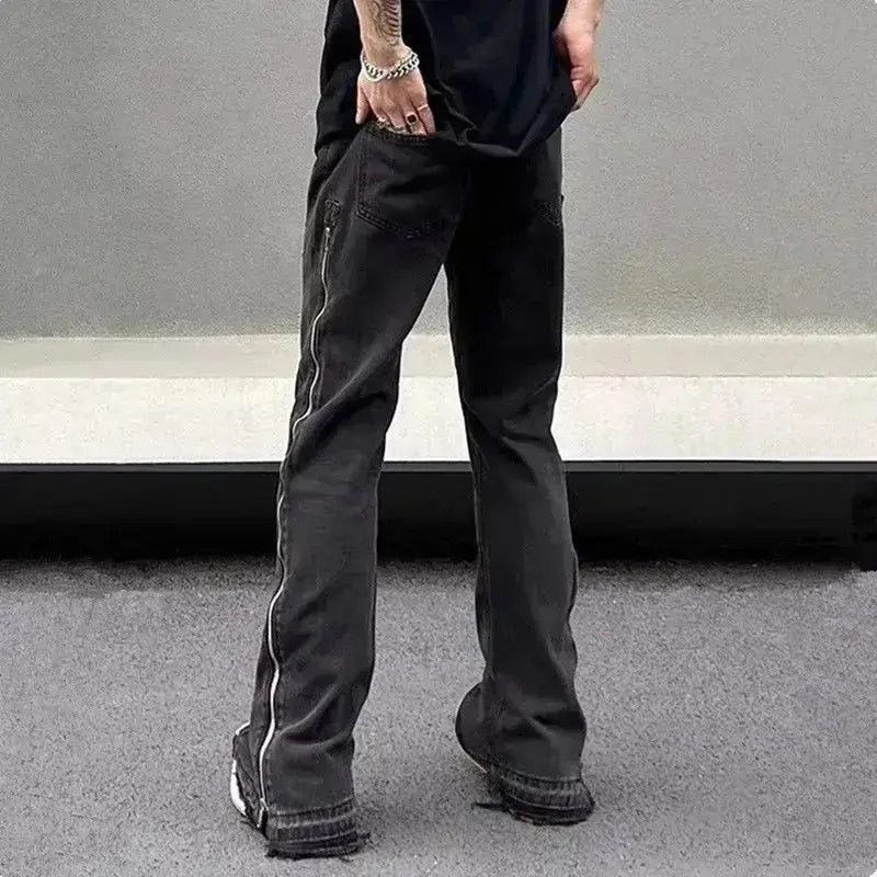 Japanese Brand Bell-bottom jeans with zippers retro hip hop style y2k Size US 30 / EU 46 - 5 Thumbnail