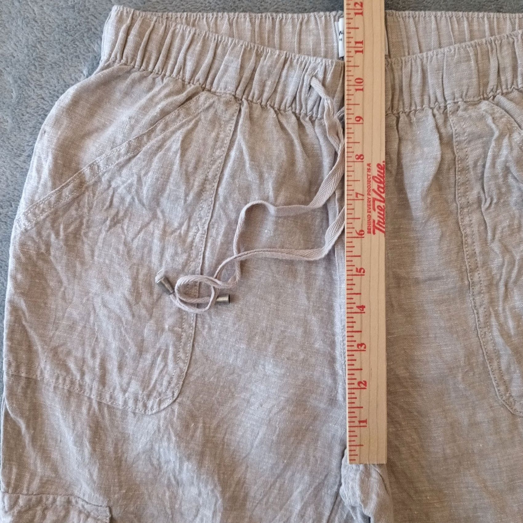 Nicole Miller Nicole Miller Cargo Pants Womens Small Gray Linen Drawstring Tapered 28x29 Size 28" / US 6 / IT 42 - 4 Thumbnail
