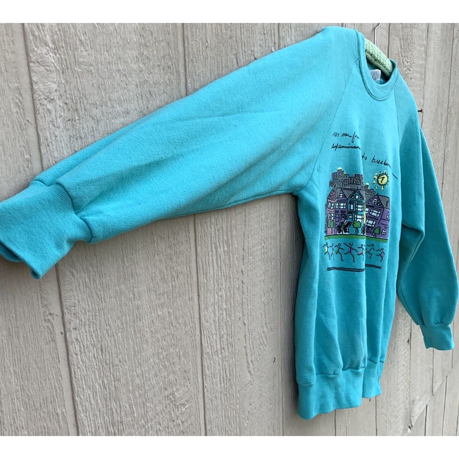 Anvil VINTAGE San Francisco Examiner bay to breakers Raglan Sweatshirt M 80s Blue Graphic Print Unisex Adults Sweatshirt Short Description: None Size US M / EU 48-50 / 2 - 4 Thumbnail