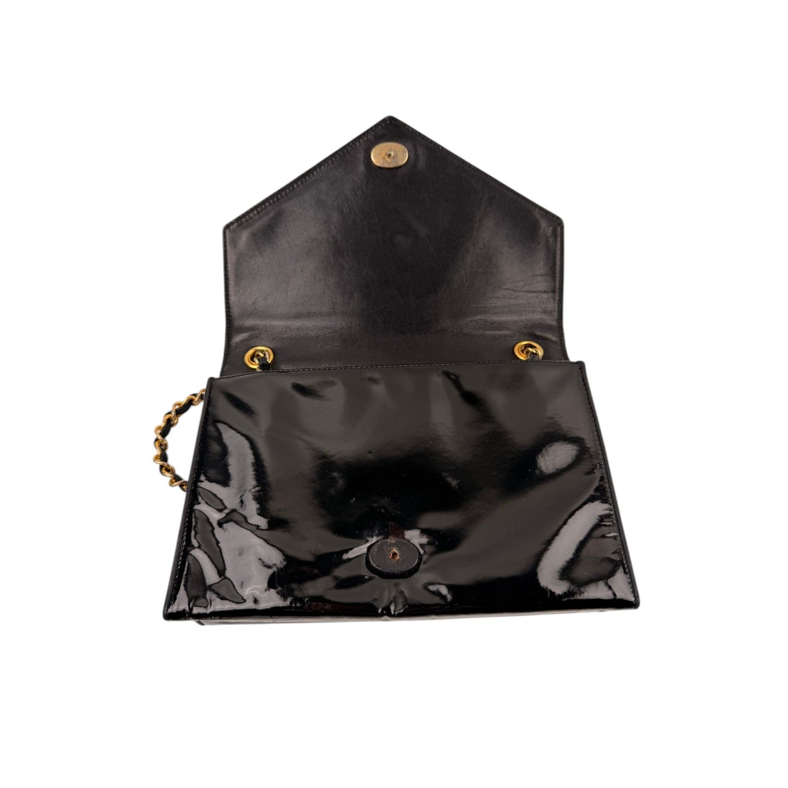 Chanel Chanel Vintage CC Black Patent Envelope Flap Bag Size ONE SIZE - 17 Thumbnail
