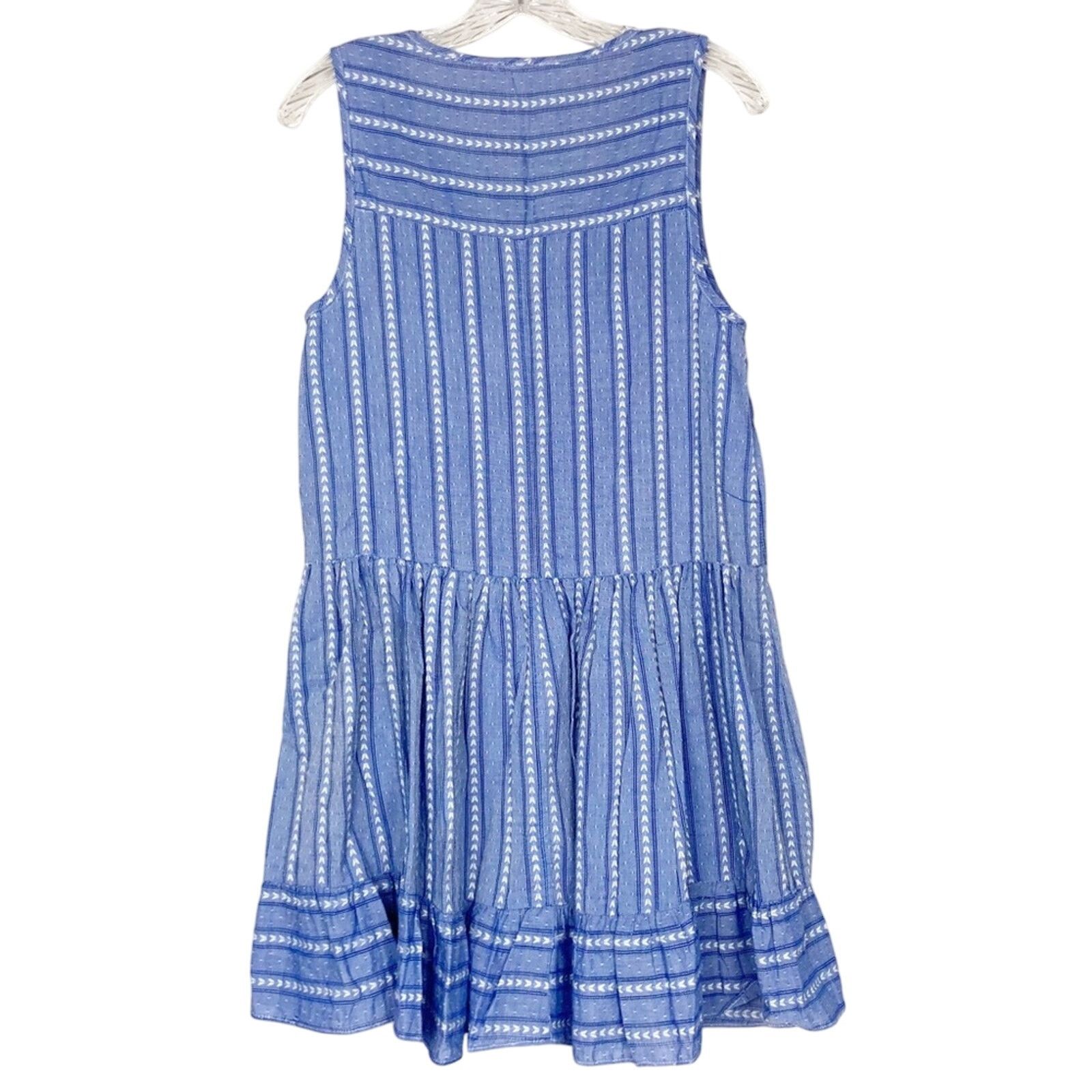 Other Bcbgeneration Blue Striped Sleeveless Ruffle Dress Sz XS Size XS / US 0-2 / IT 36-38 - 3 Thumbnail