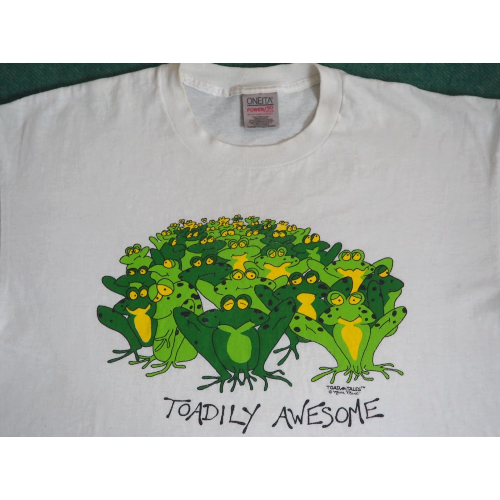 Vintage VTG 90s Oneita Toad Tales Toadily Frog Nature Joke Art White Tee T-Shirt XL Unisex Graphic Cotton Blend Short Sleeve XS? Size US XL / EU 56 / 4 - 3 Thumbnail