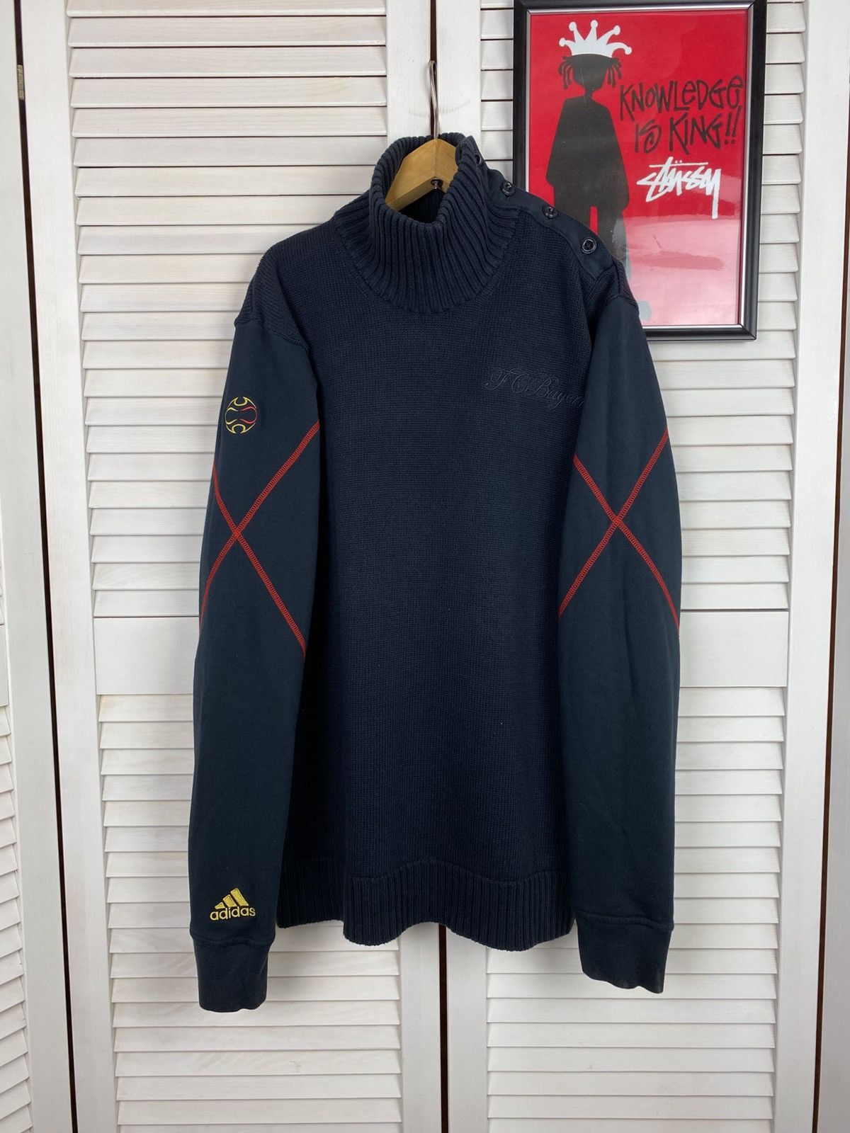 Adidas Vintage Knit Sweater Adidas Bayern Munich Turtleneck Footbal Size US M / EU 48-50 / 2 - 2 Thumbnail