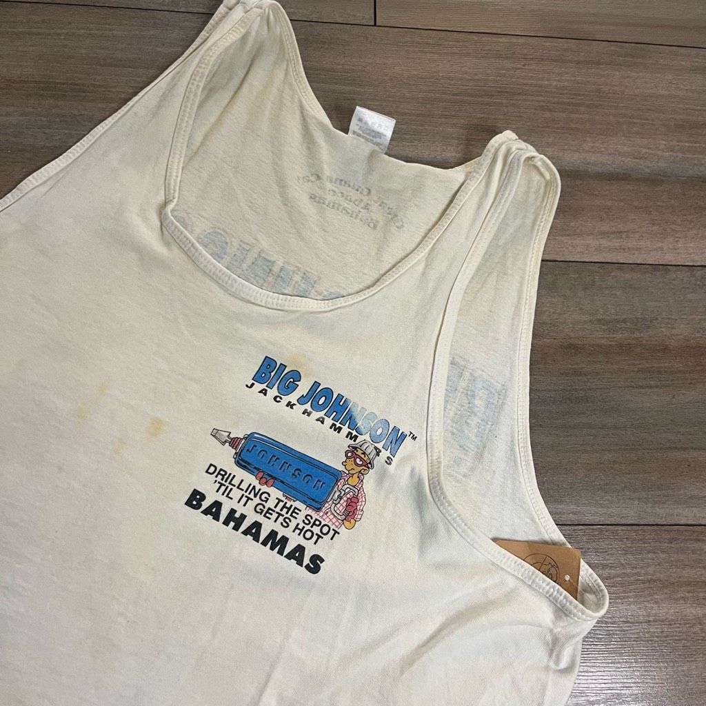 The Simpsons Vintage Big Johnson Bahamas White Casual Tank Top Men XL Size US XL / EU 56 / 4 - 3 Thumbnail