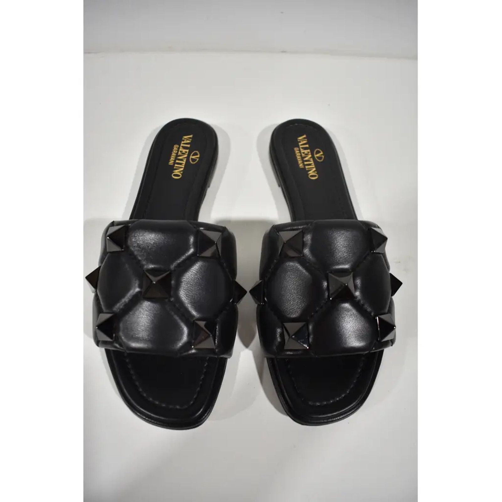 Valentino Valentino Rockstud Roman Stud Black Leather Quilted Slide Size US 6 / IT 36 - 7 Thumbnail