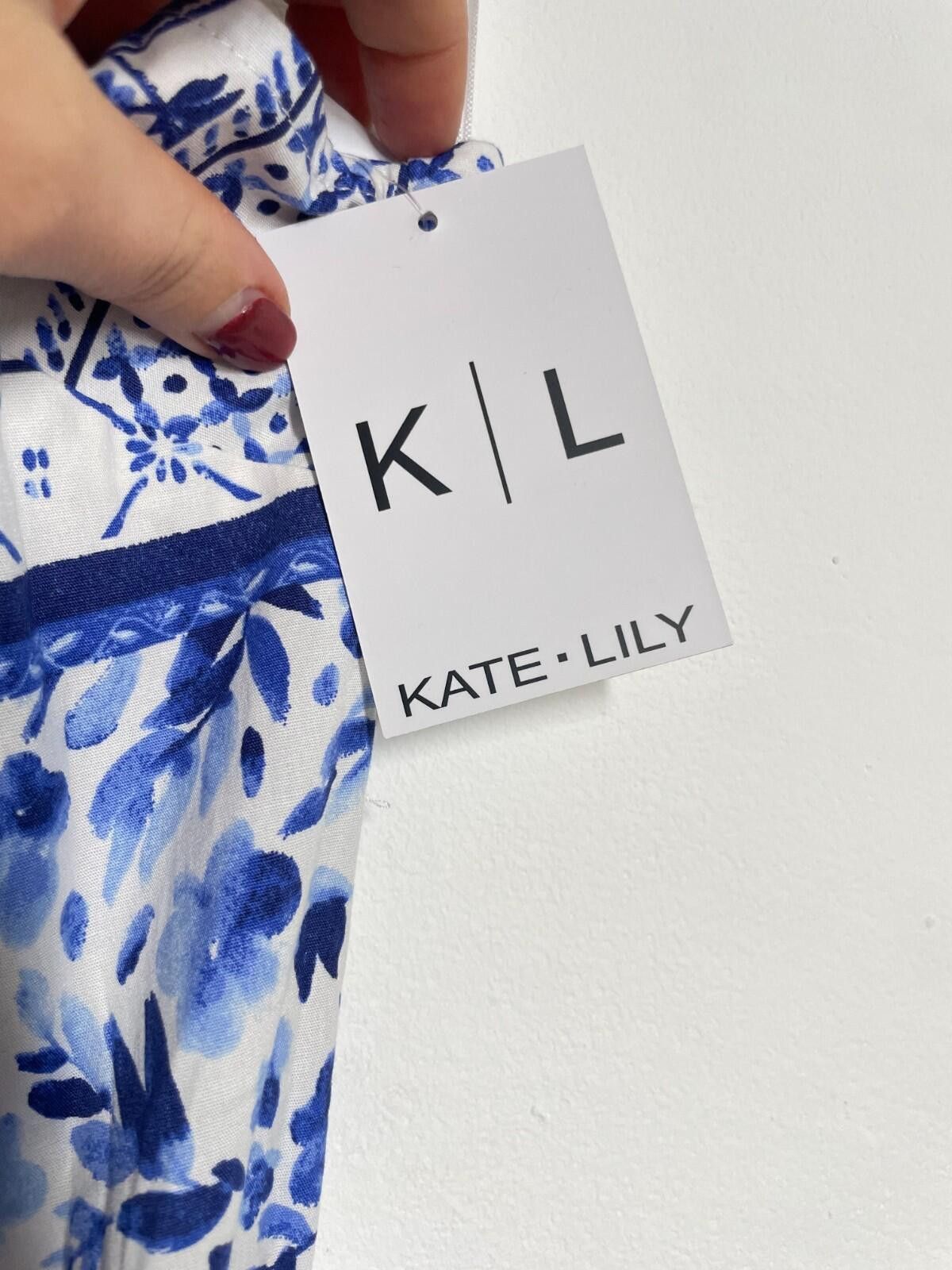 Other Kate Lily Blue White Tile Print Midi Sundress Size L BNWT Size L / US 10 / IT 46 - 3 Thumbnail