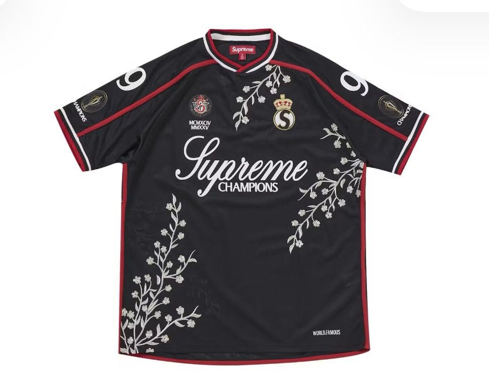 Streetwear × Supreme Supreme black beetle top tee jersey soccer t