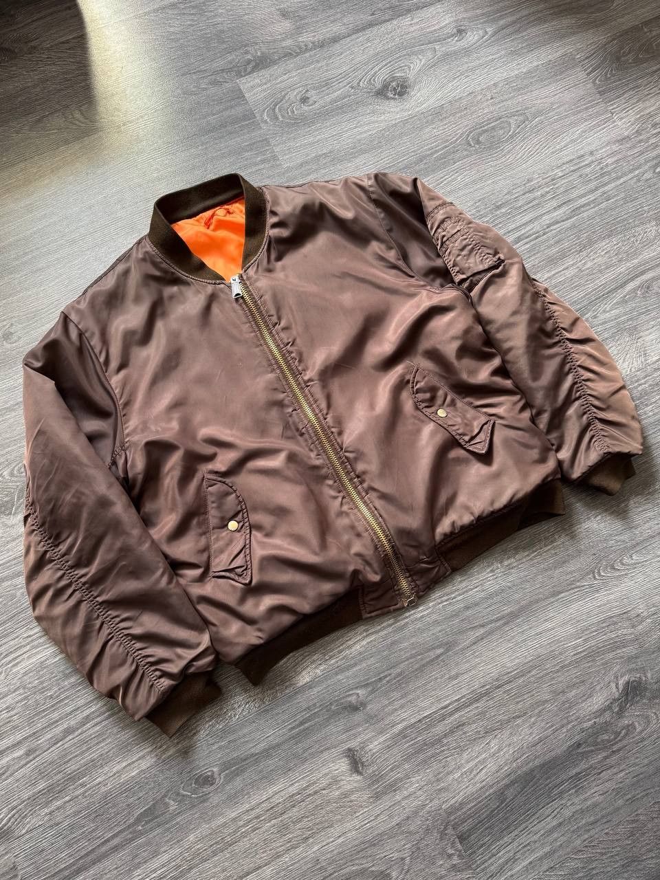 Japanese Brand Riot Riot Vintage Brown Bomber Jacket Ma 1 USAF Military Size US XL / EU 56 / 4 - 14 Thumbnail