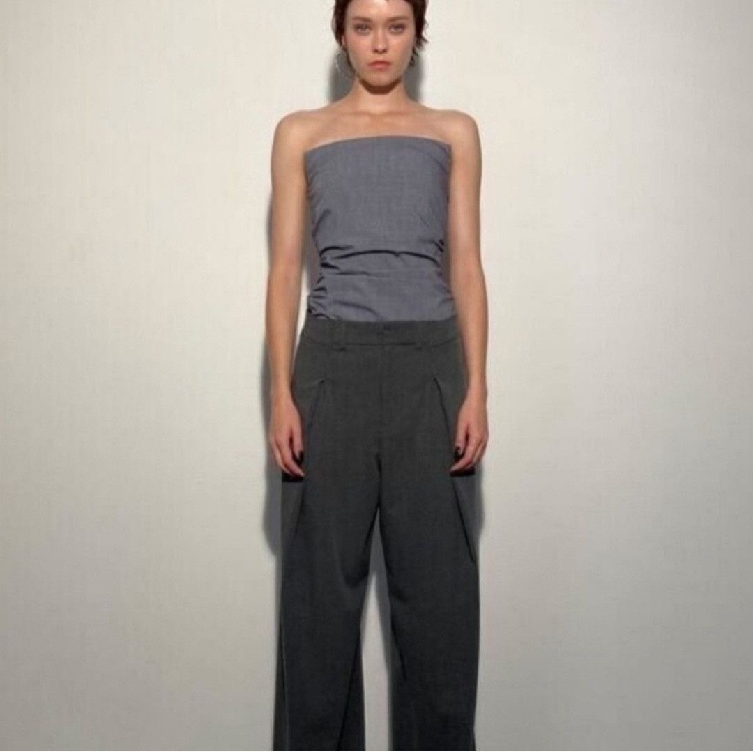 Zara ZARA Women's Grey Draped Side Strapless Bodysuit Size M / US 6-8 / IT 42-44 - 1 Thumbnail