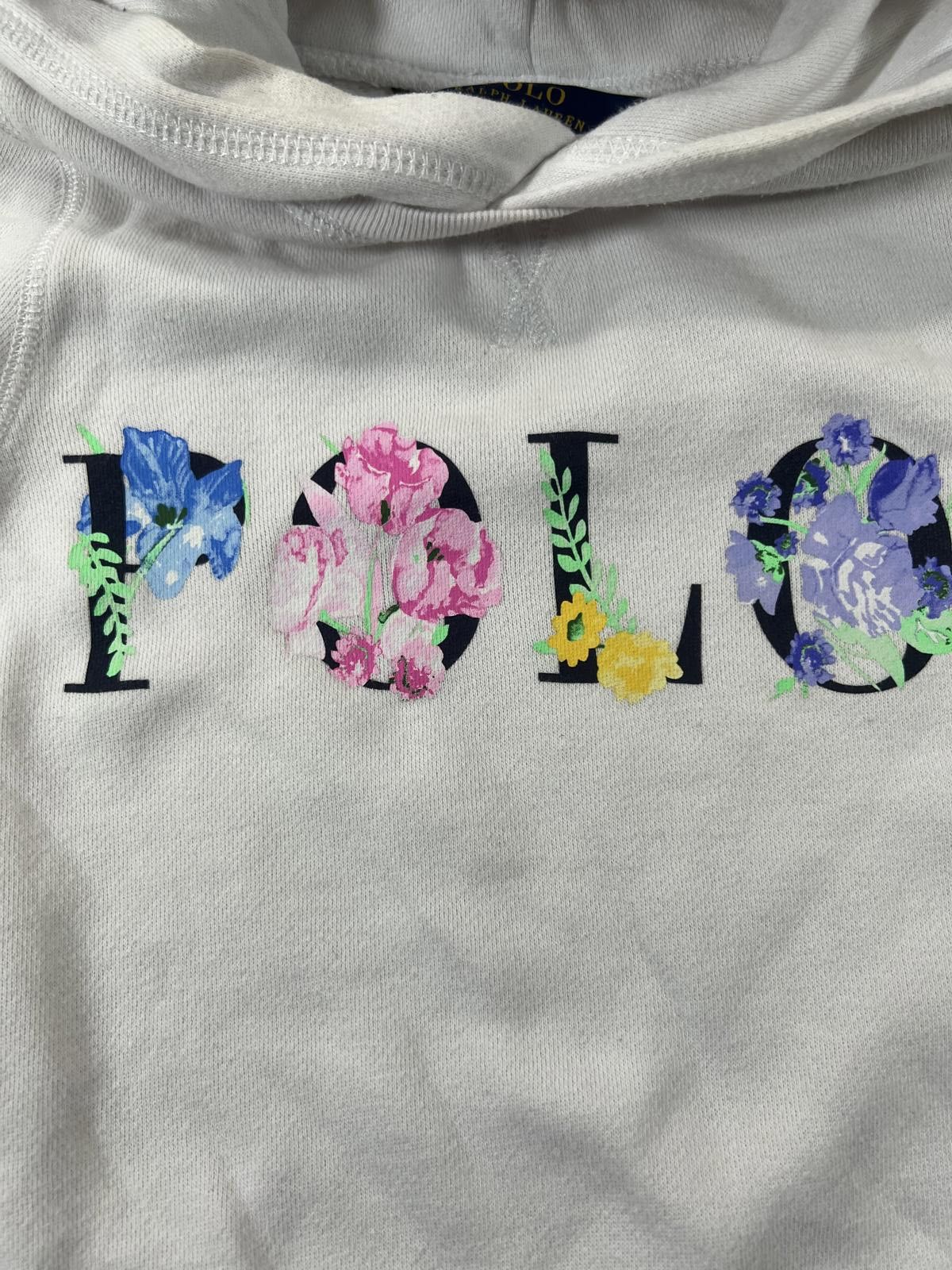 Polo Ralph Lauren Polo Ralph Lauren White Hoodie Dress with Floral Youth Small Size S / US 4 / IT 40 - 3 Thumbnail