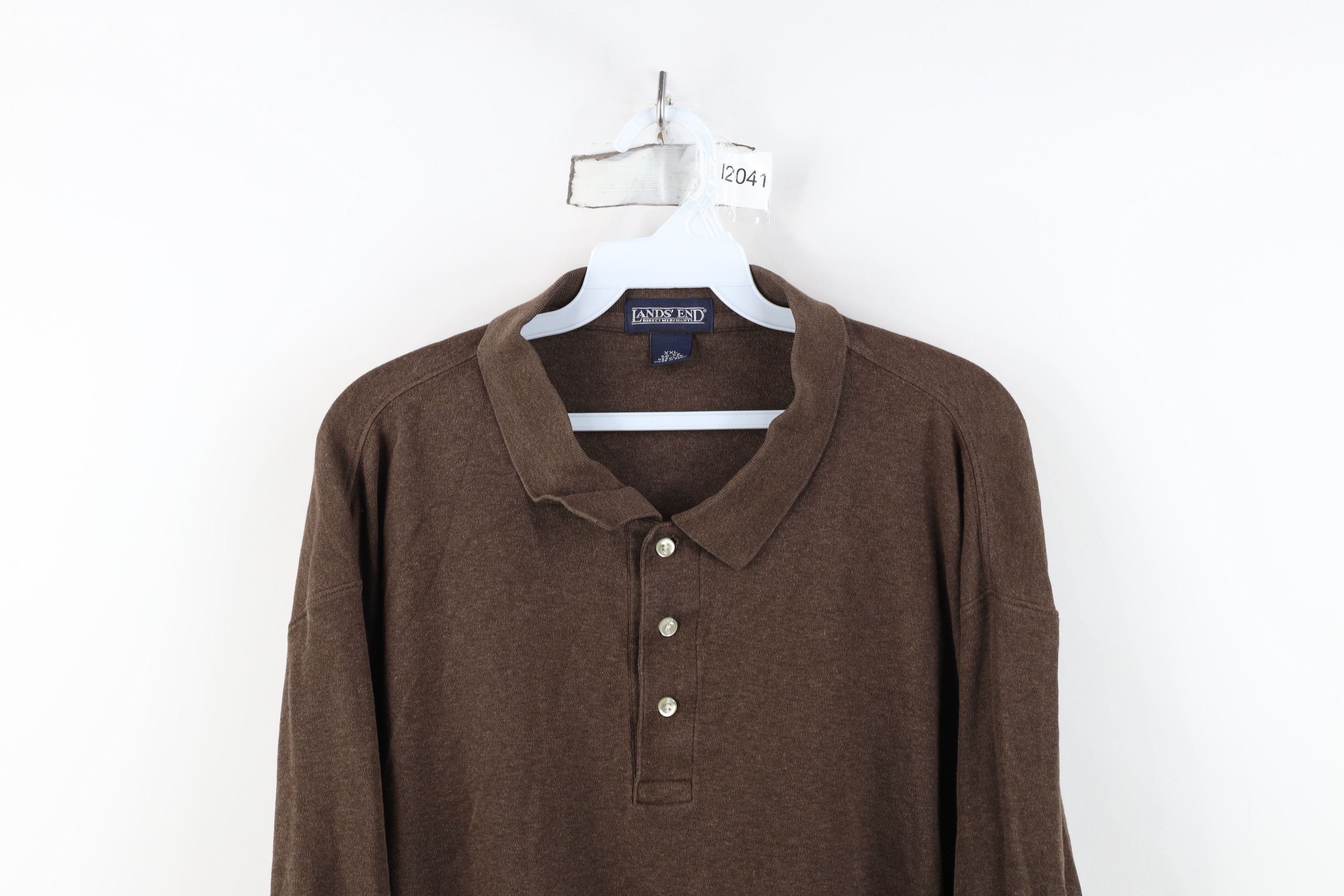 Lands' End Vintage Lands End Cotton Long Sleeve Rugby Polo Shirt Brown Size US XXL / EU 58 / 5 - 2 Thumbnail