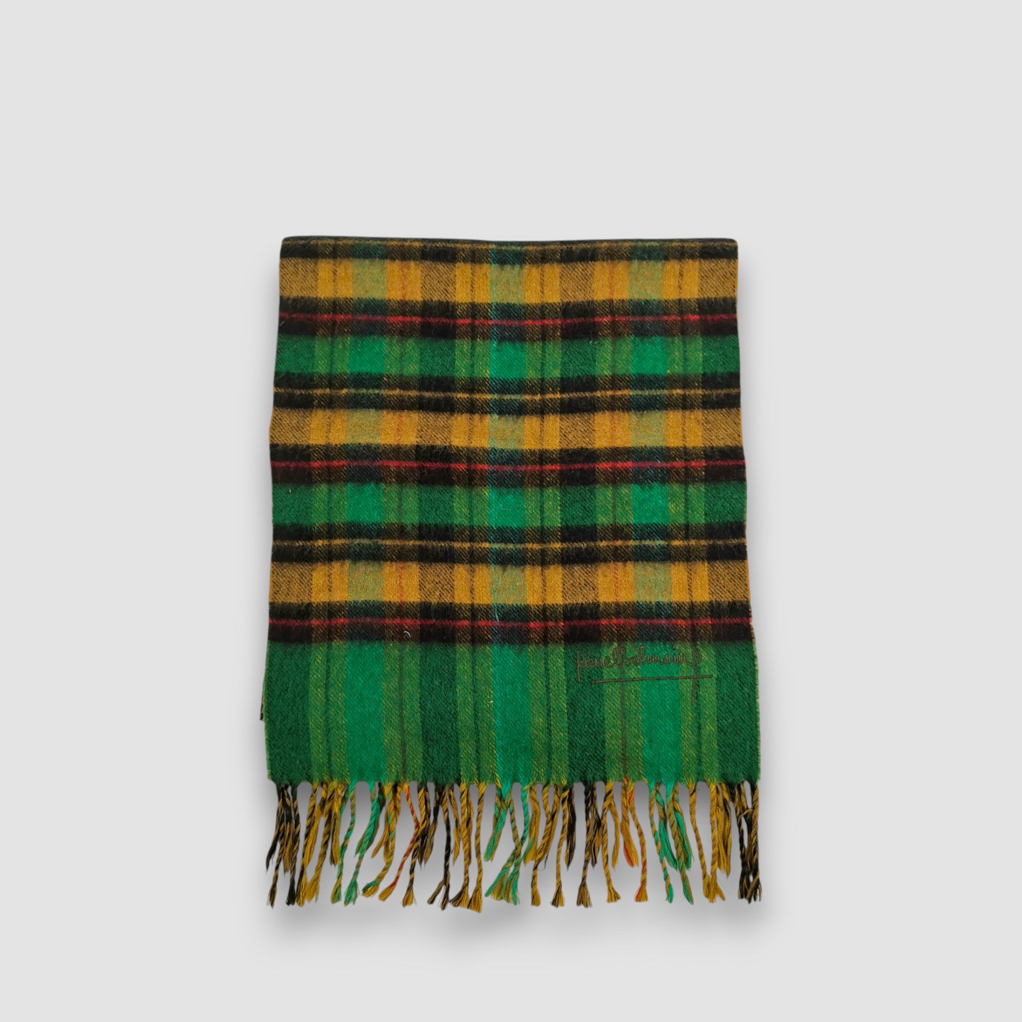 Japanese Brand Vintage Pierre Balmain Scarf Wool Tartan Plaid Scarves. Size ONE SIZE - 2 Thumbnail