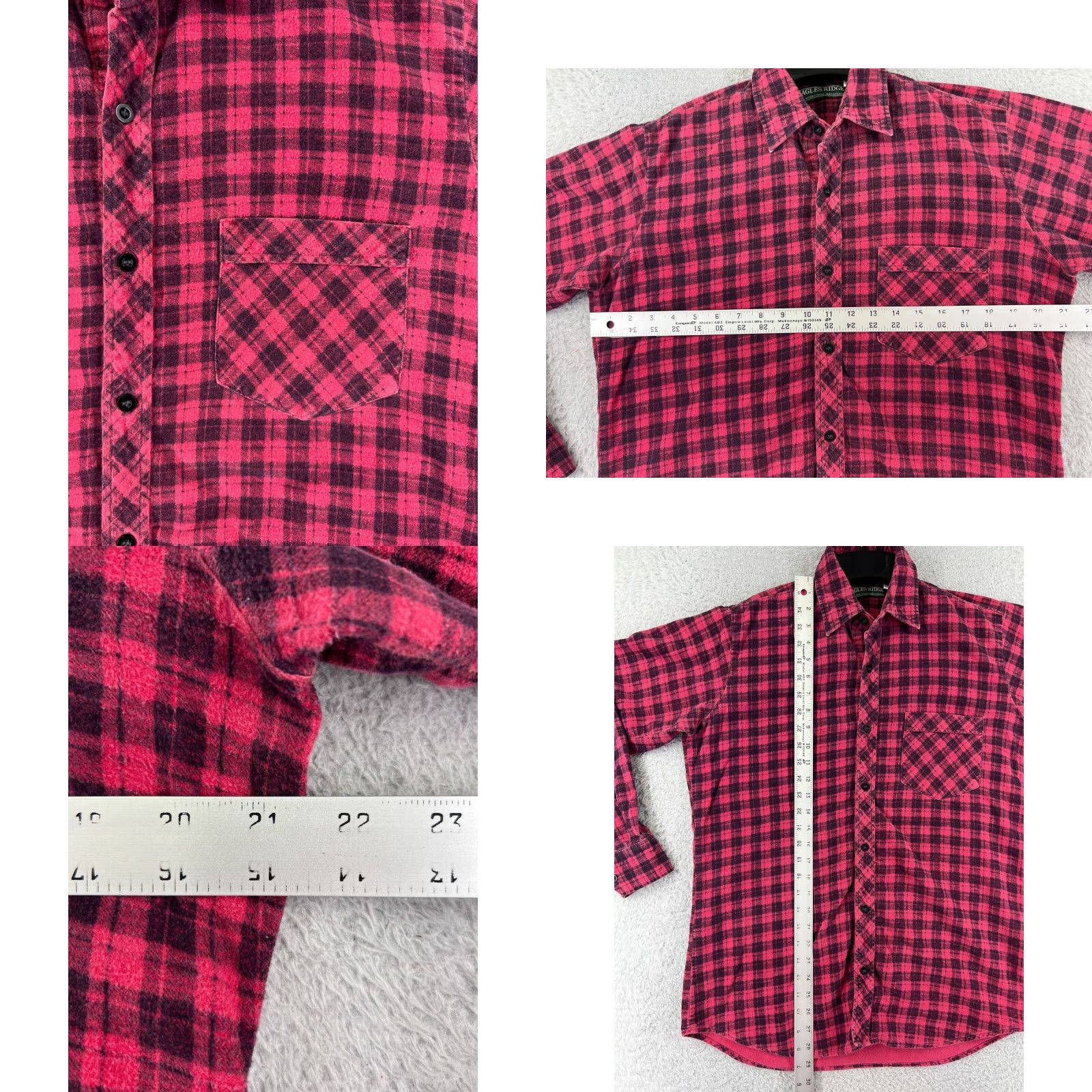 Vintage VINTAGE Eagles Ridge Shirt Men M Pink Plaid 100% Cotton Flannel Pockets Button-Up Decade: 90s Theme: Camping, Outdoor, American Mens Size US M / EU 48-50 / 2 - 8 Thumbnail