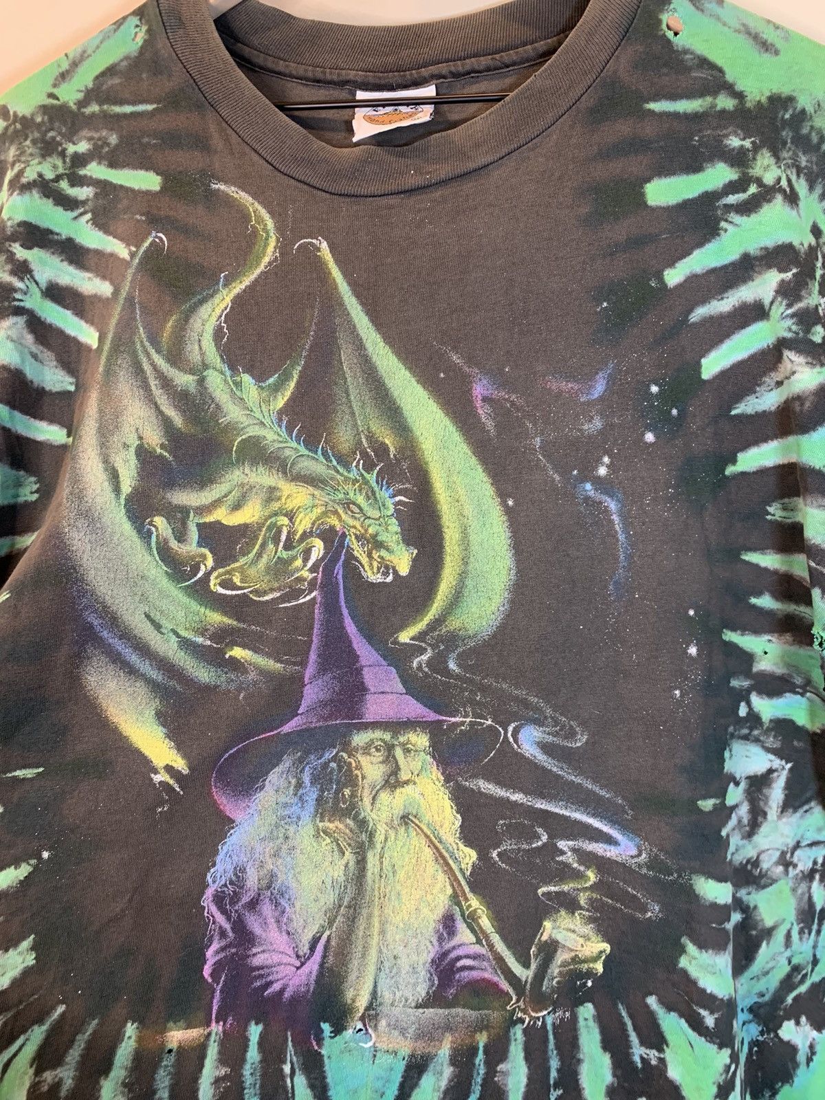 Vintage *RARE* Vintage 90s Wizard Smoking Dragon Single Stitch Shirt Size US XL / EU 56 / 4 - 5 Thumbnail