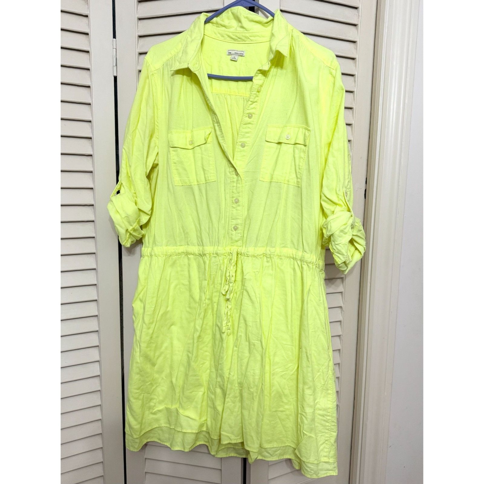 Gap Gap neon yellow tunic drawstring shirt dress size XL Size XL / US 12-14 / IT 48-50 - 1 Thumbnail