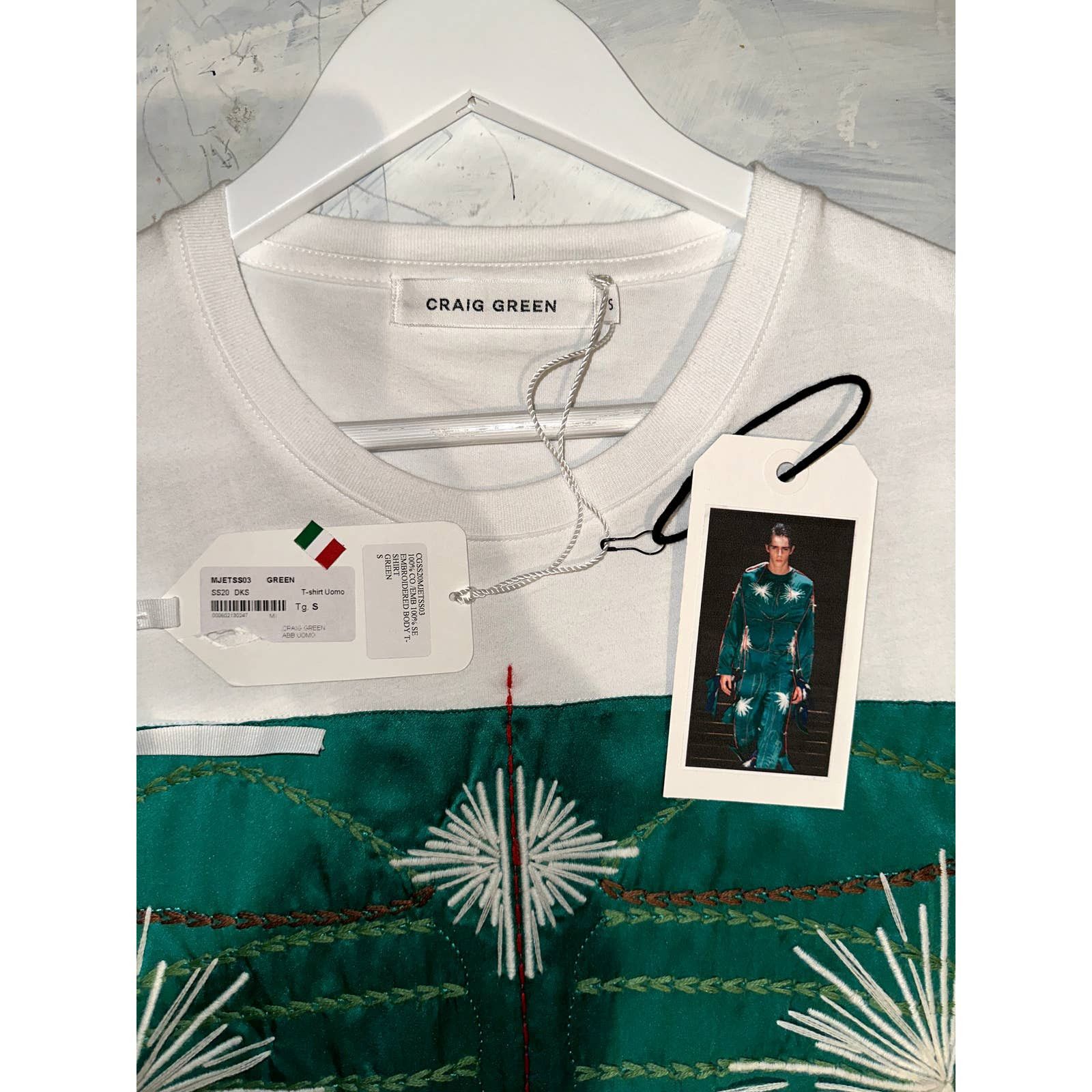 Craig Green Craig Green Emerald Silk Embroidered T-Shirt [New] Size US S / EU 44-46 / 1 - 5 Thumbnail