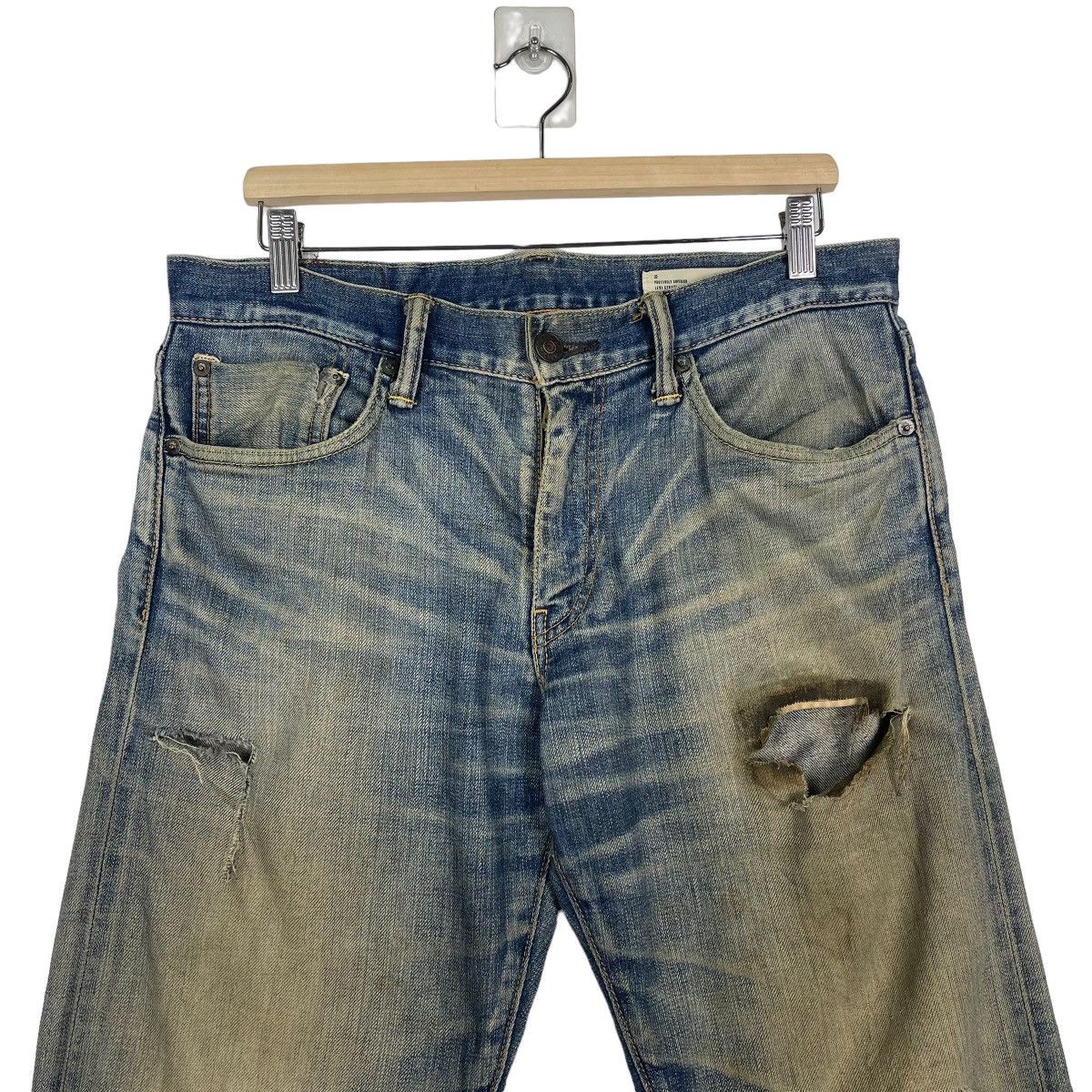 Levi's LEVIS 511 SELVEDGE DISTRESSED ZIPPER FLY DENIM JEANS Size US 35 - 3 Thumbnail