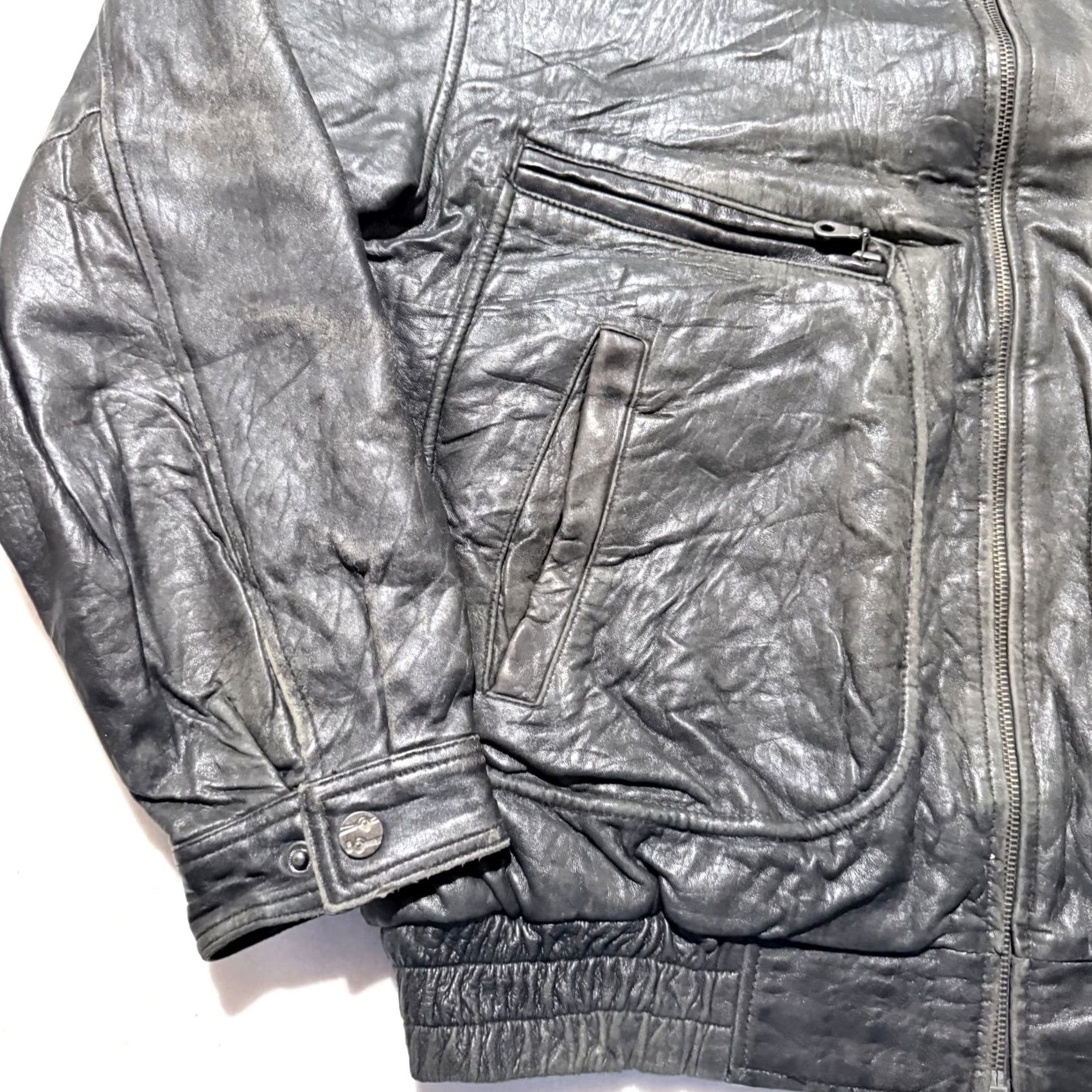 Vintage VINTAGE Eastwind Leather Flight Bomber Jacket Black Retro Zipper Men Size 52 Size US L / EU 52-54 / 3 - 6 Thumbnail