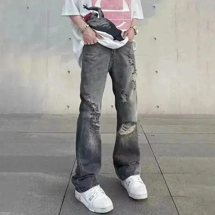 Japanese Brand Distressed Gray Denim Jeans Size US 32 / EU 48 - 1 Thumbnail