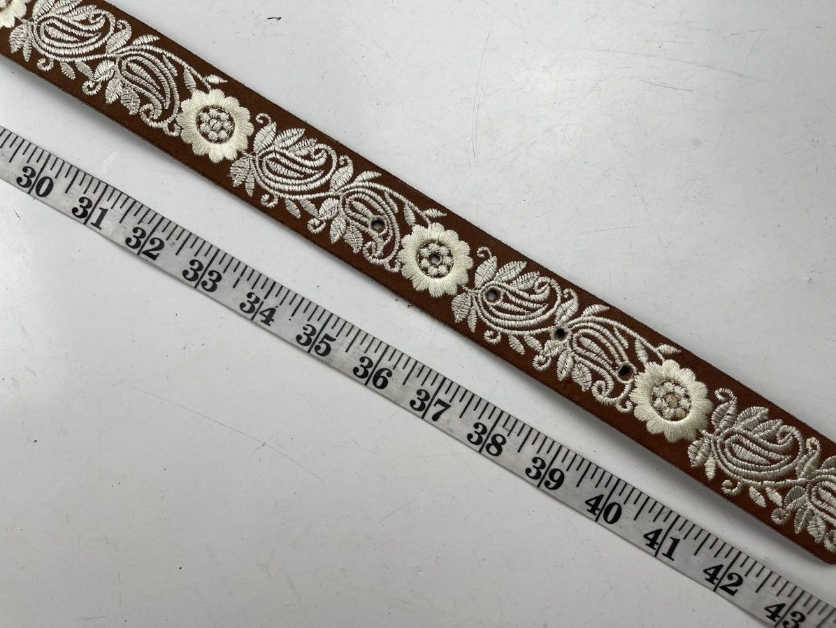 Japanese Brand rare design embroidery leather belt tc40 Size 38 - 6 Thumbnail